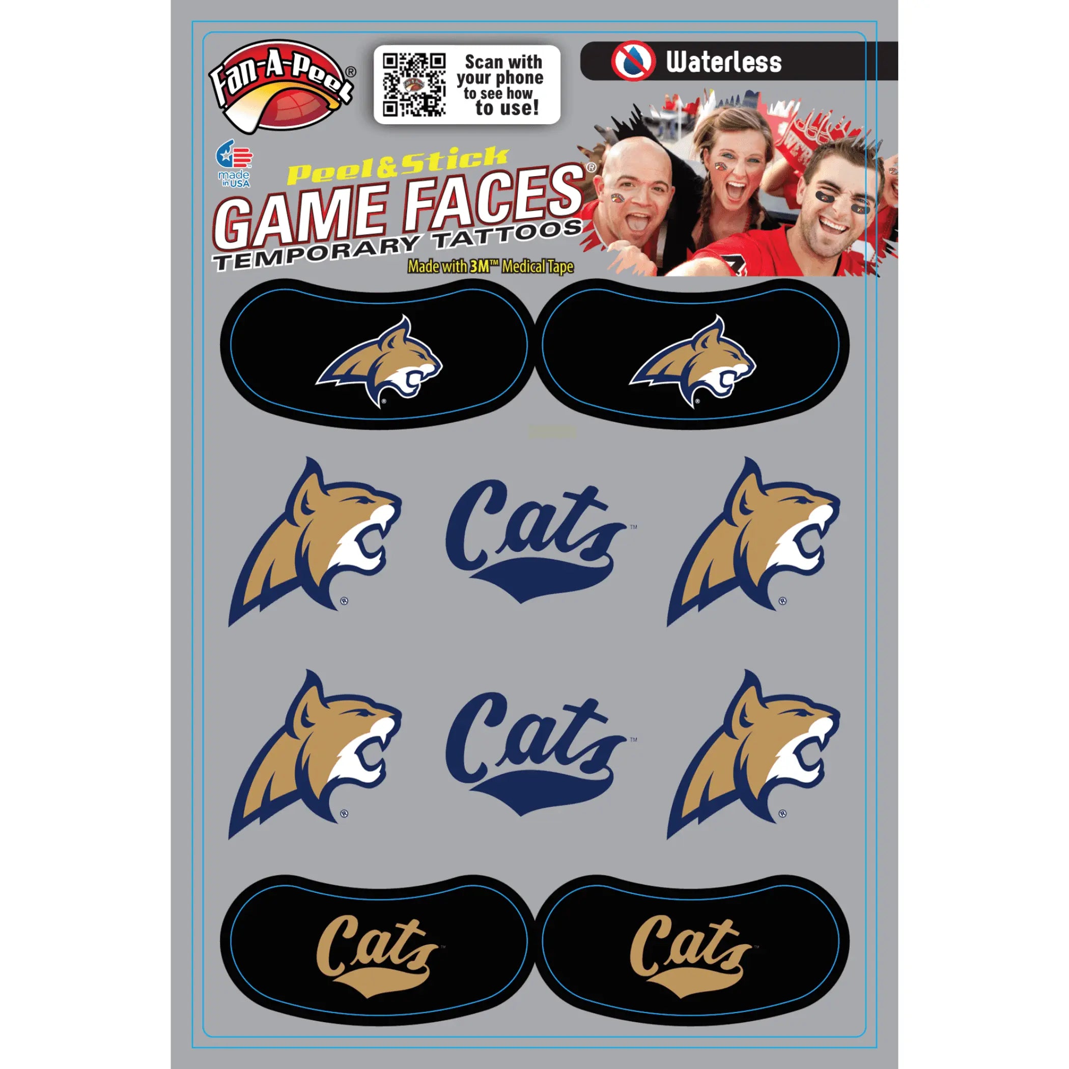 Waterless Peel & Stick Temporary Tattoos Fan-A-Peel / Gamesfaces Innovative Adhesives, LLC