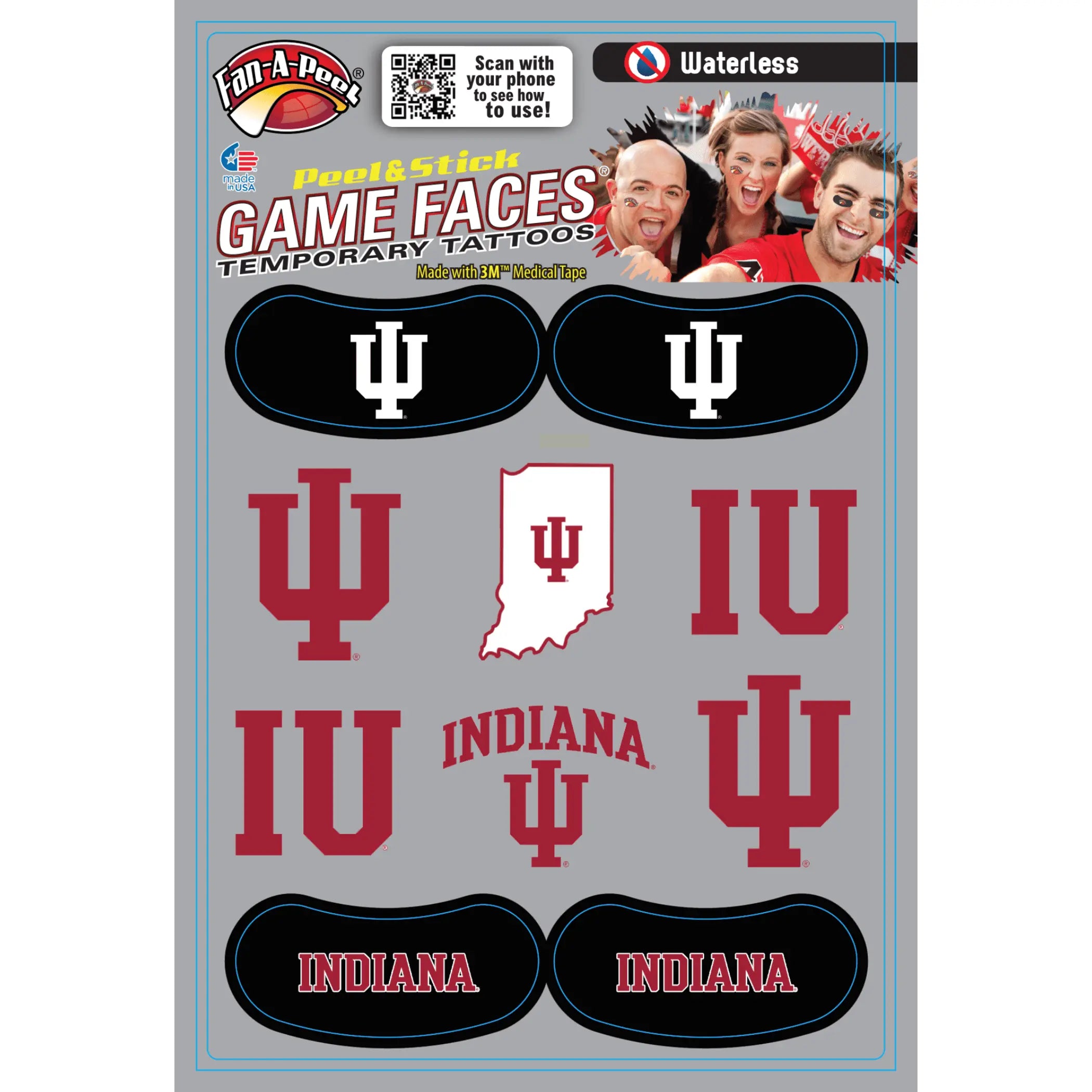 Waterless Peel & Stick Temporary Tattoos Fan-A-Peel / Gamesfaces Innovative Adhesives, LLC