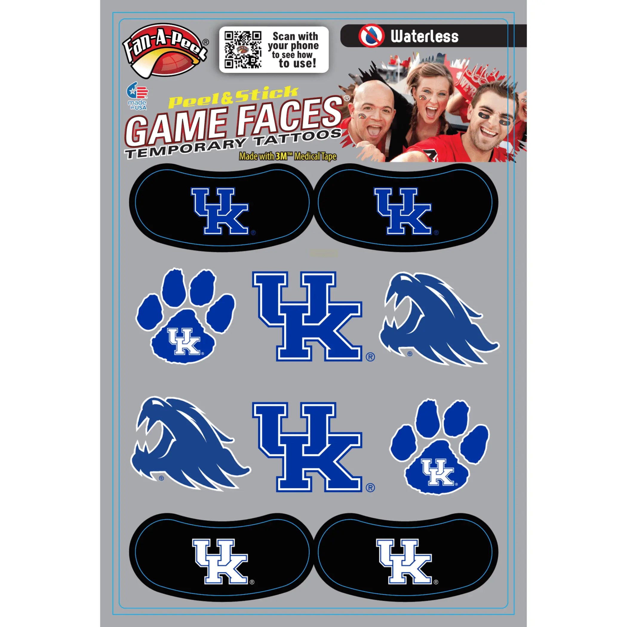 Waterless Peel & Stick Temporary Tattoos Fan-A-Peel / Gamesfaces Innovative Adhesives, LLC
