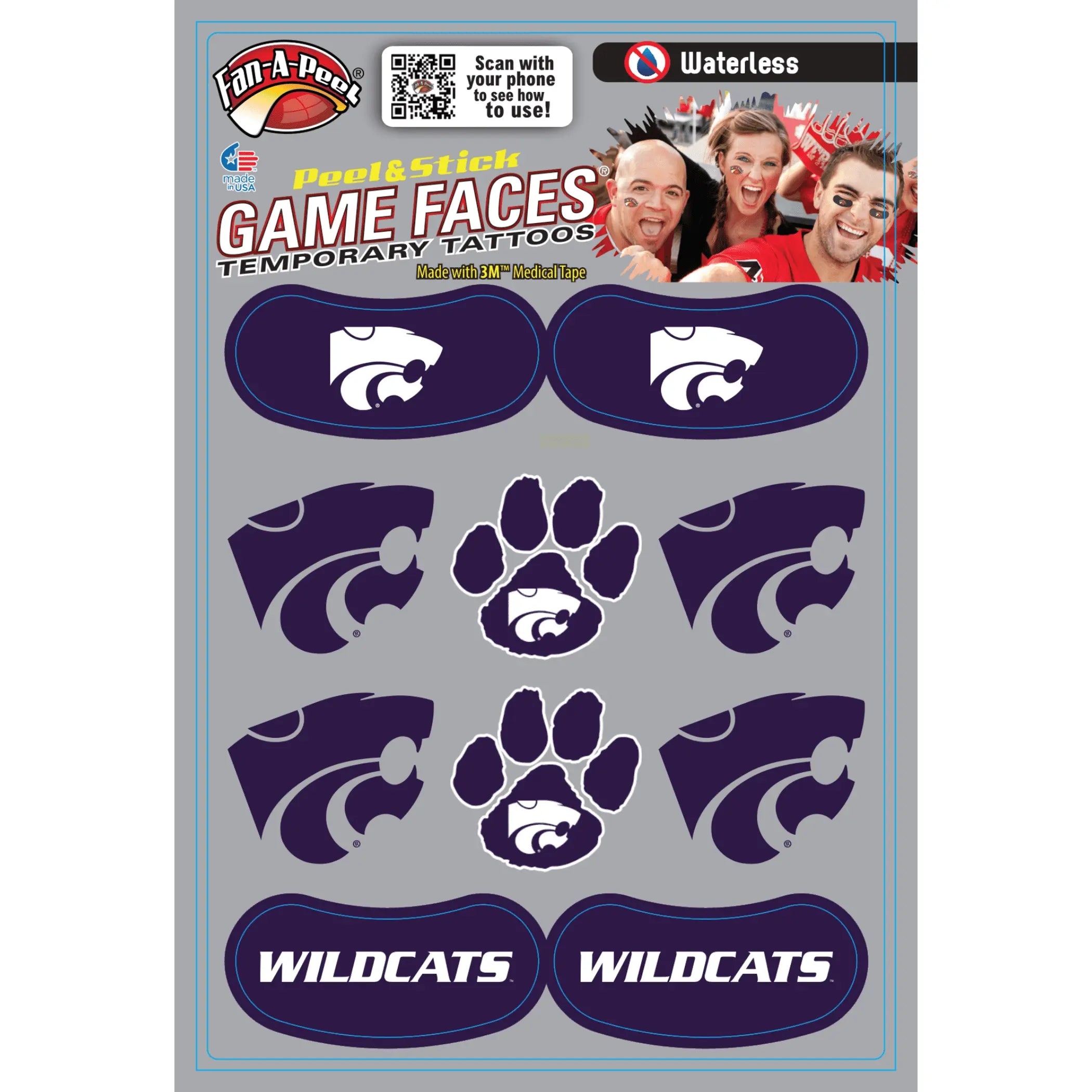 Waterless Peel & Stick Temporary Tattoos Fan-A-Peel / Gamesfaces Innovative Adhesives, LLC