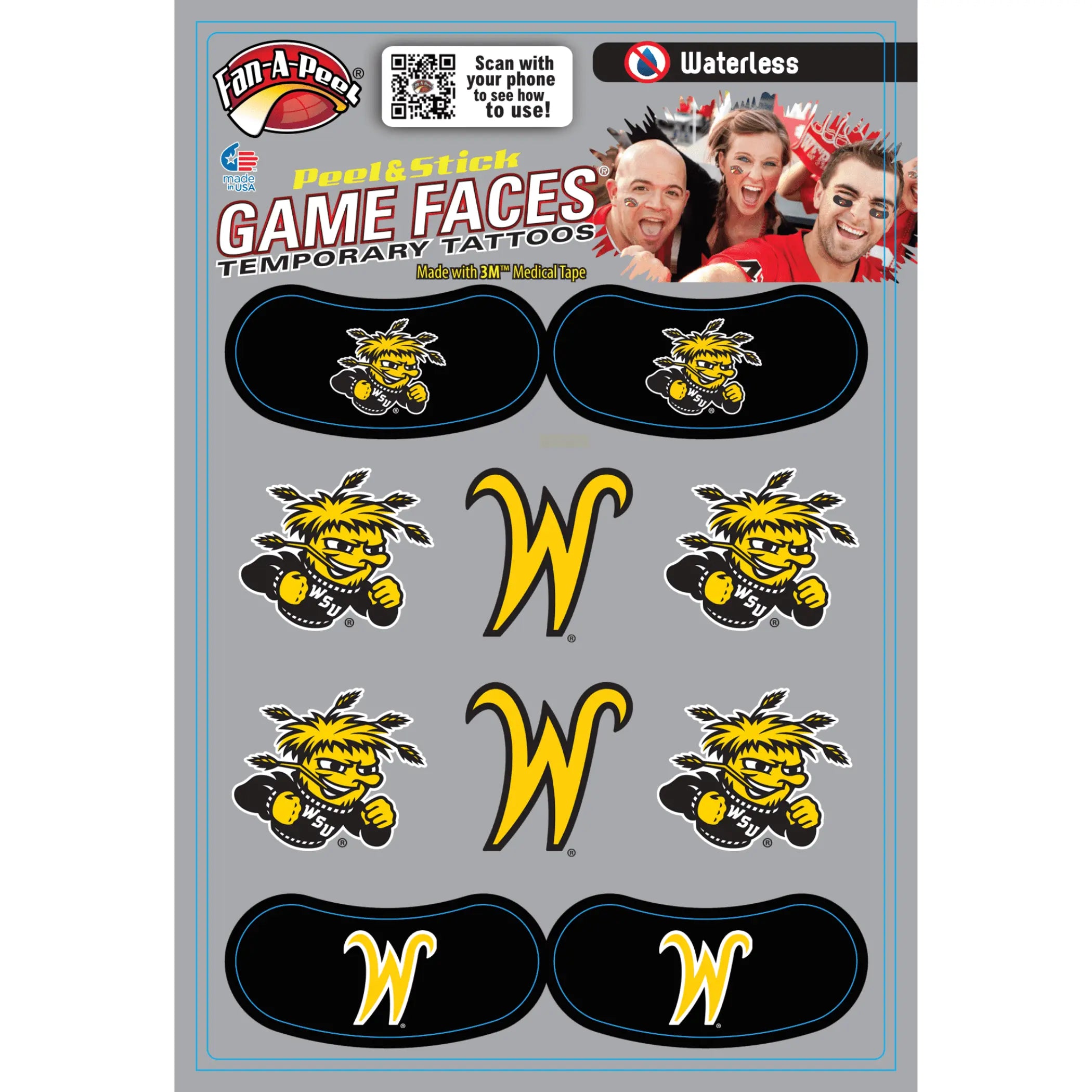 Waterless Peel & Stick Temporary Tattoos Fan-A-Peel / Gamesfaces Innovative Adhesives, LLC