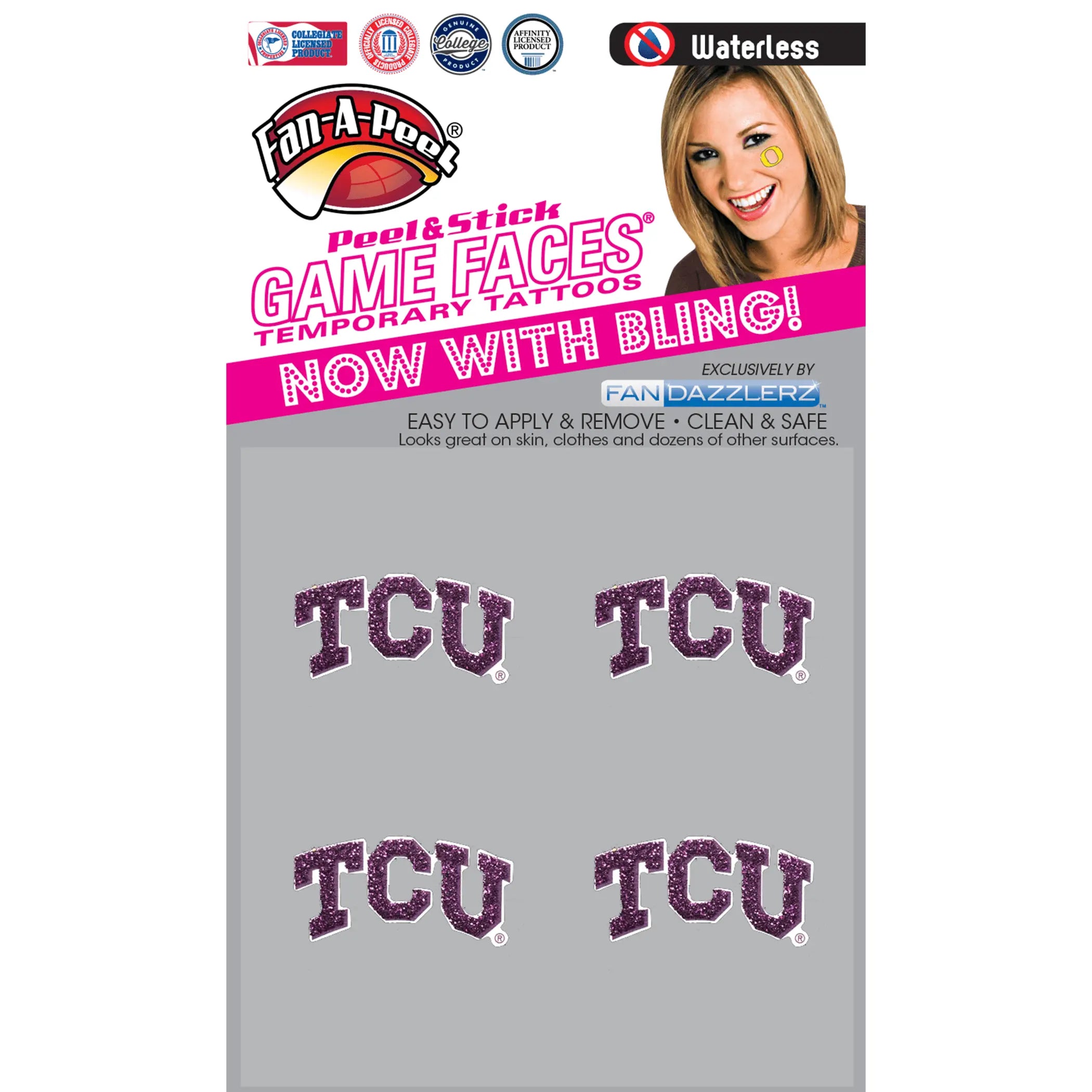 Waterless Peel & Stick Temporary Tattoos Fan-A-Peel / Gamesfaces Innovative Adhesives, LLC