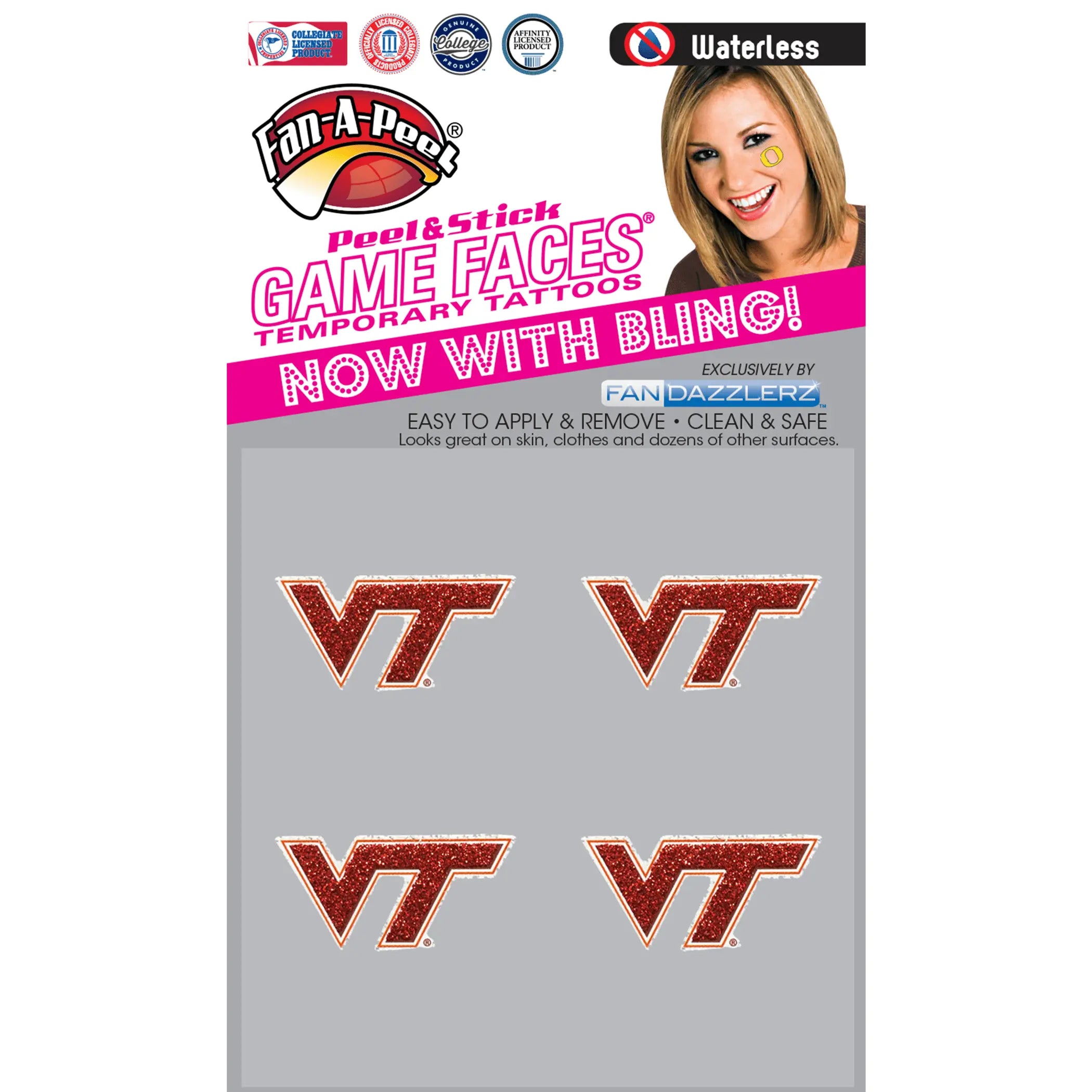 Waterless Peel & Stick Temporary Tattoos Fan-A-Peel / Gamesfaces Innovative Adhesives, LLC