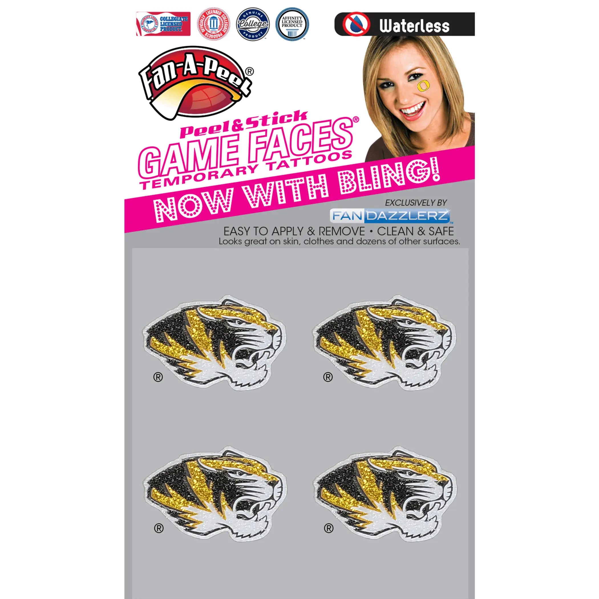 Waterless Peel & Stick Temporary Tattoos Fan-A-Peel / Gamesfaces Innovative Adhesives, LLC