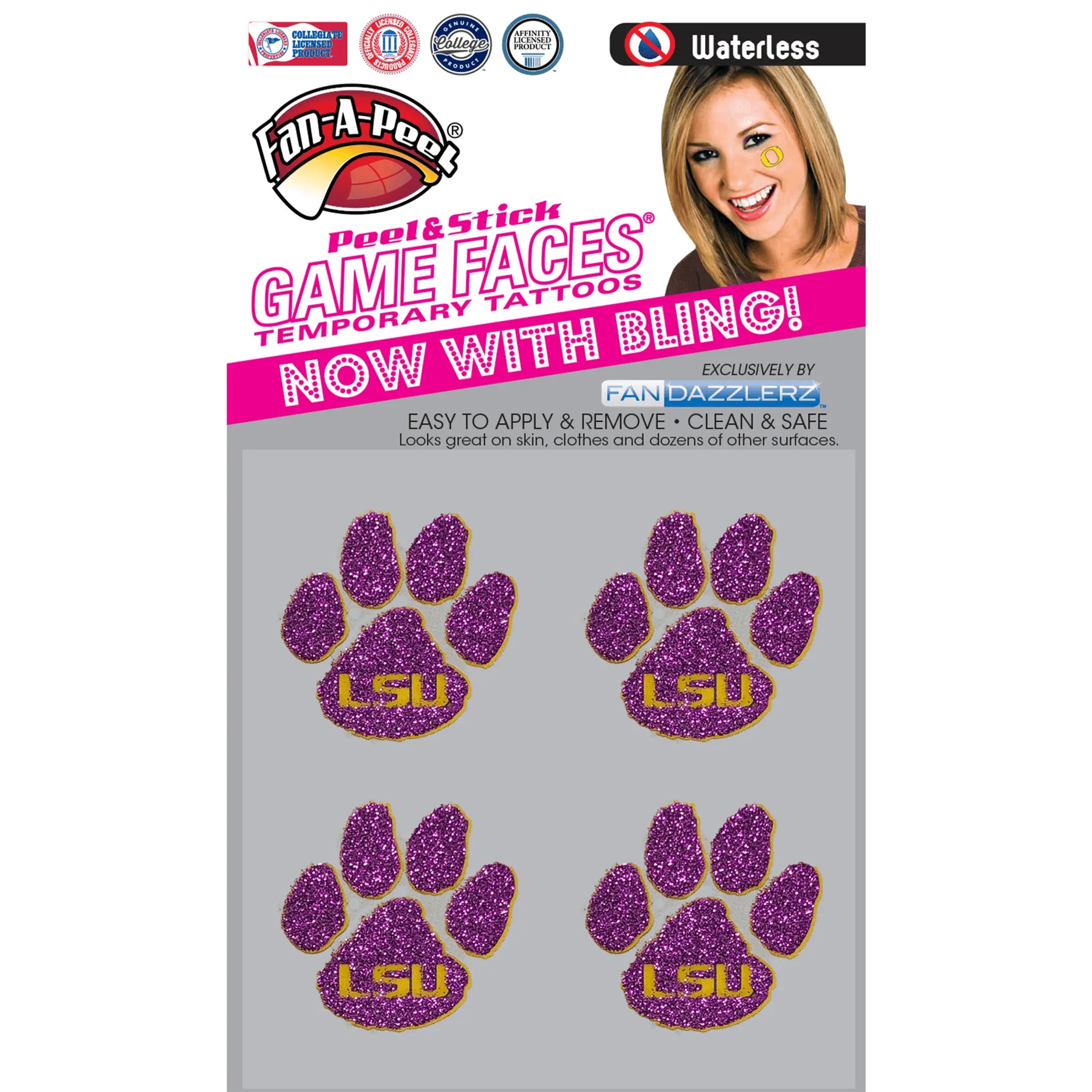 Waterless Peel & Stick Temporary Tattoos Fan-A-Peel / Gamesfaces Innovative Adhesives, LLC