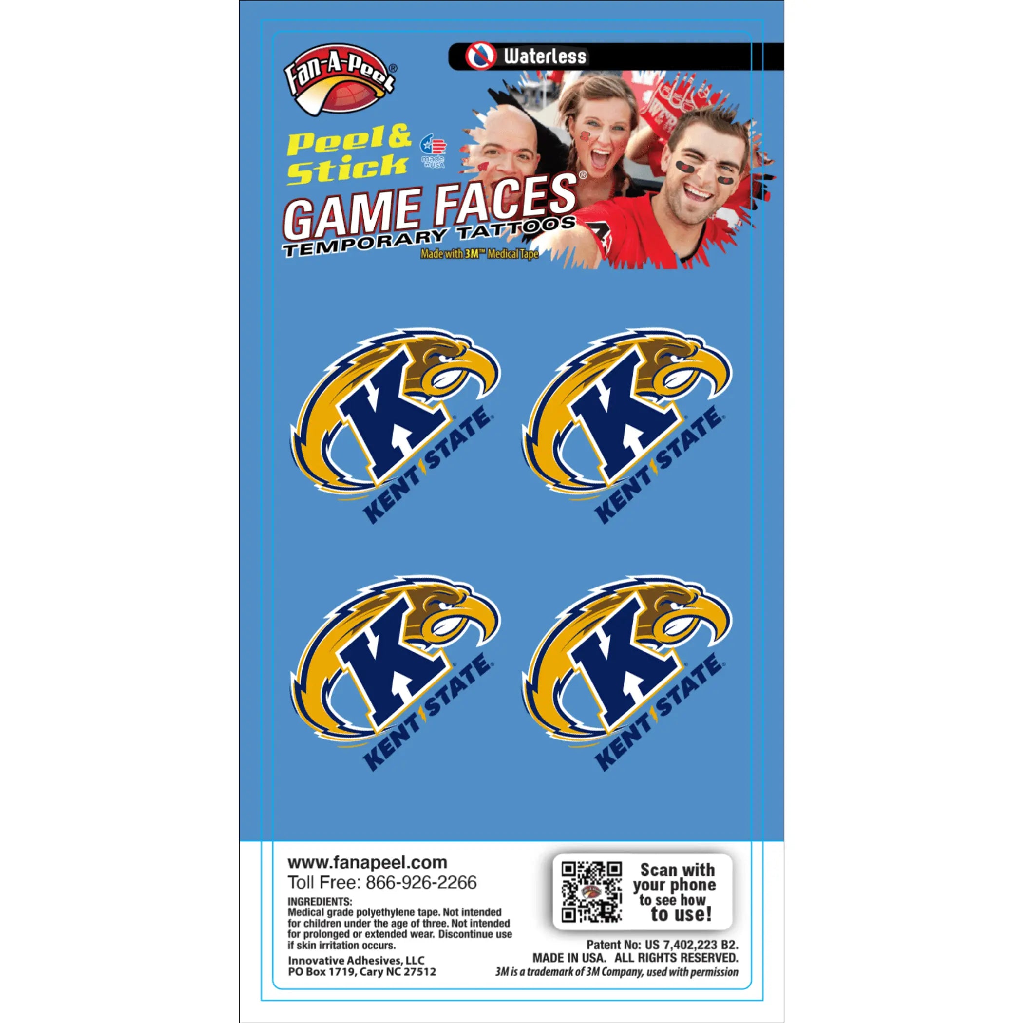Waterless Peel & Stick Temporary Tattoos Fan-A-Peel / Gamesfaces Innovative Adhesives, LLC