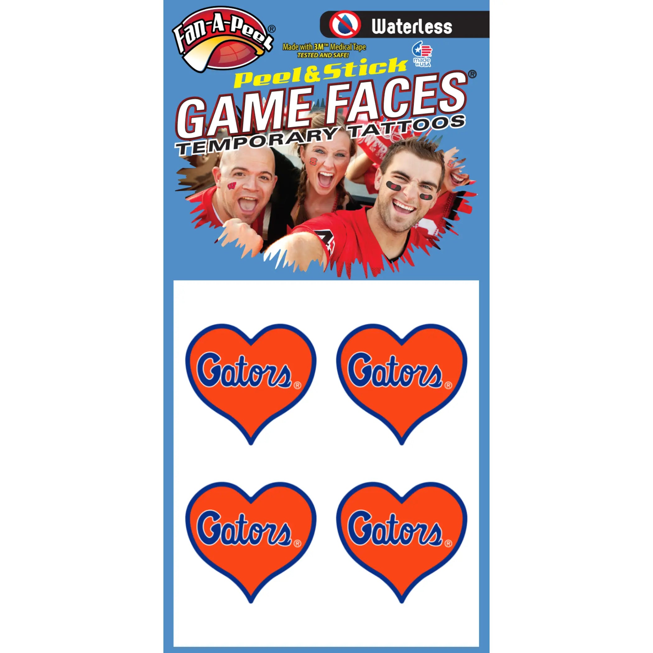 Waterless Peel & Stick Temporary Tattoos Fan-A-Peel / Gamesfaces Innovative Adhesives, LLC