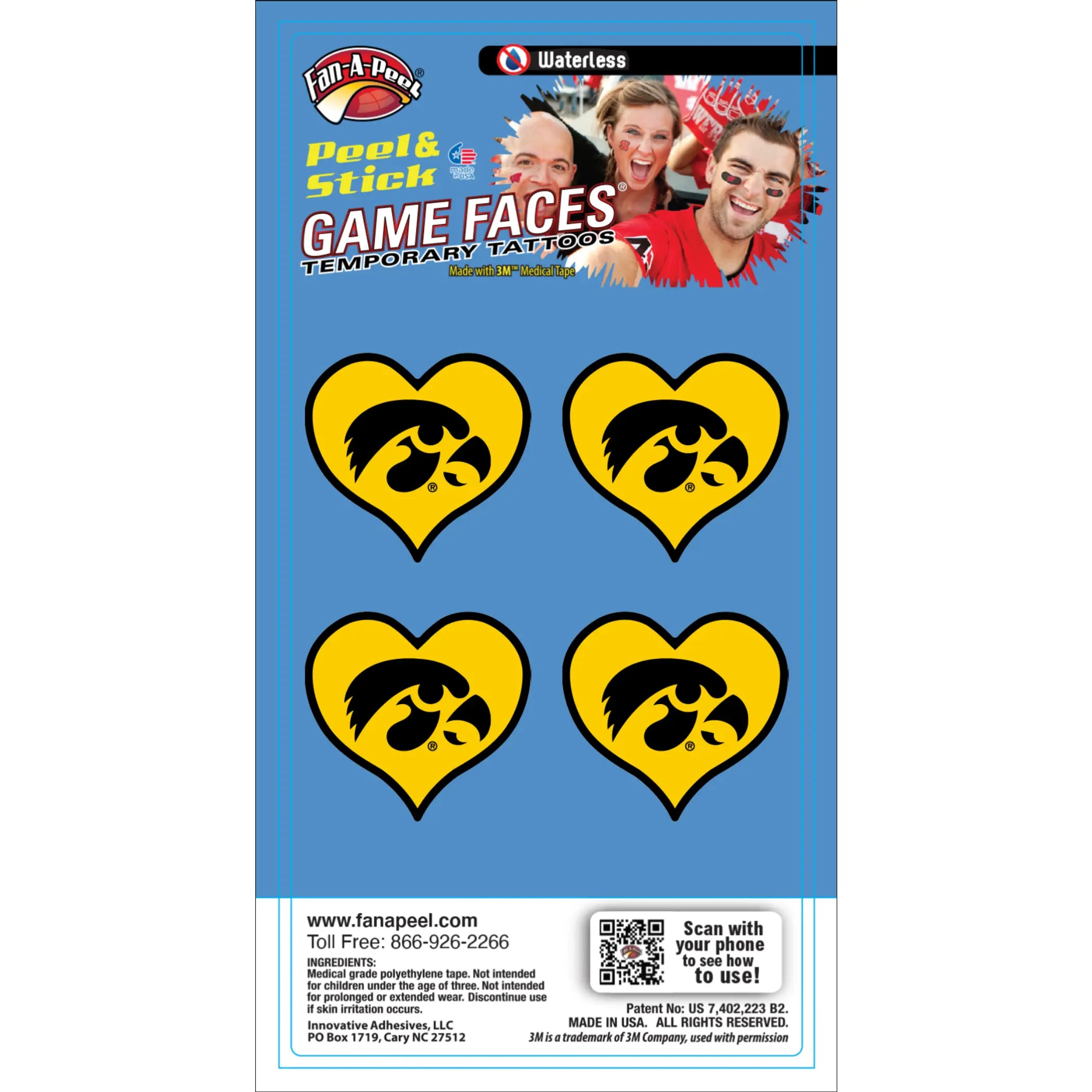 Waterless Peel & Stick Temporary Tattoos Fan-A-Peel / Gamesfaces Innovative Adhesives, LLC
