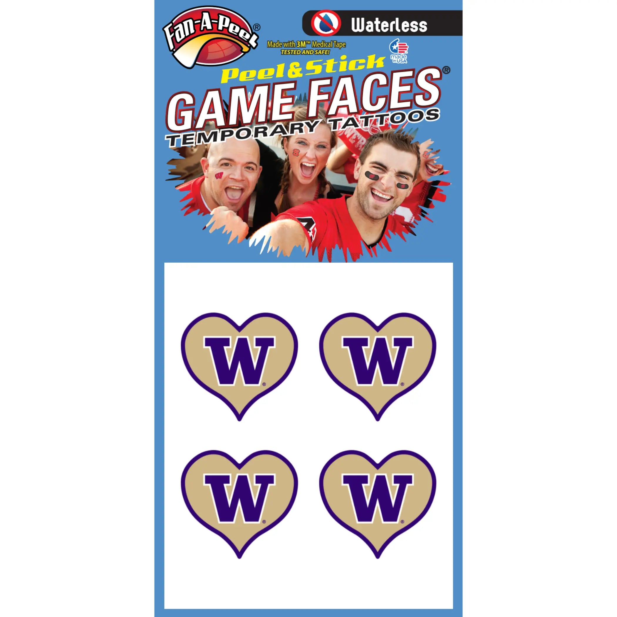 Waterless Peel & Stick Temporary Tattoos Fan-A-Peel / Gamesfaces Innovative Adhesives, LLC