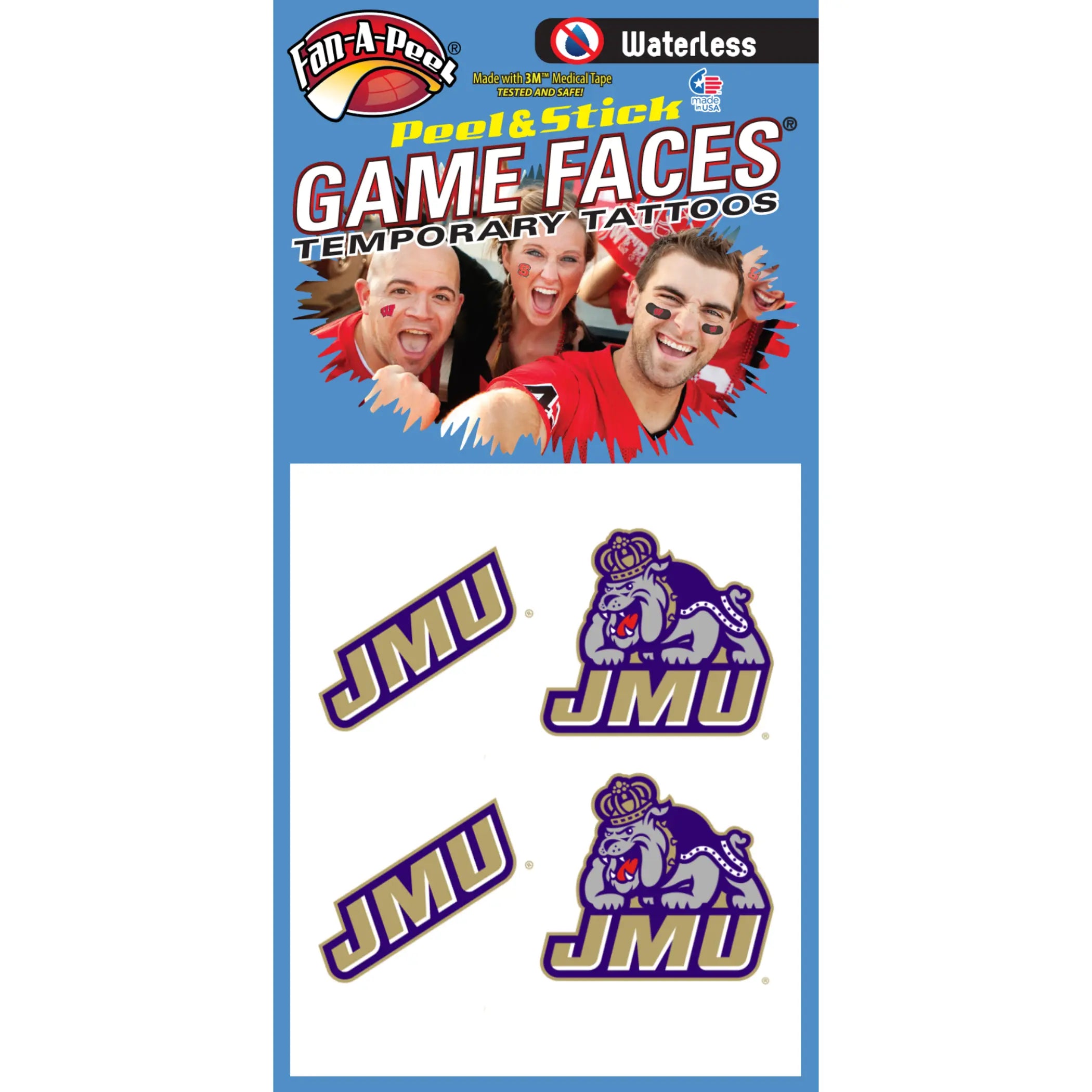 Waterless Peel & Stick Temporary Tattoos Fan-A-Peel / Gamesfaces Innovative Adhesives, LLC