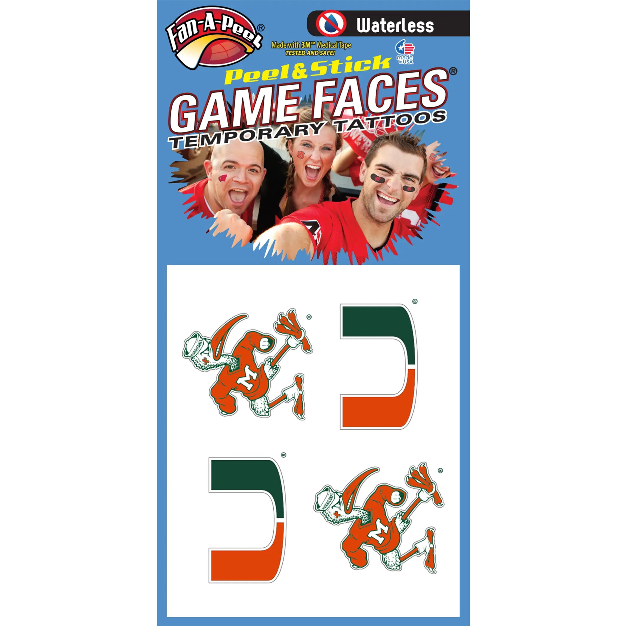 Waterless Peel & Stick Temporary Tattoos Fan-A-Peel / Gamesfaces Innovative Adhesives, LLC