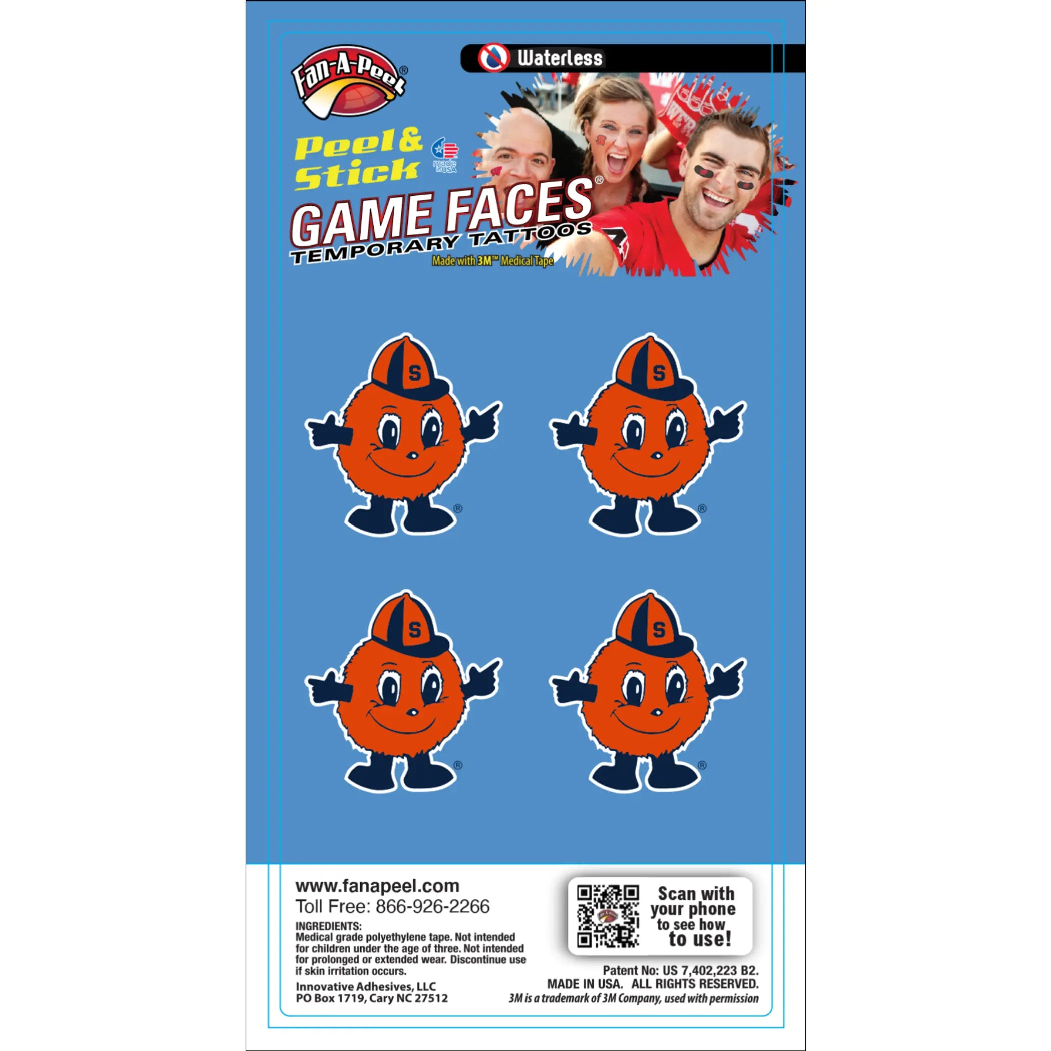 Waterless Peel & Stick Temporary Tattoos Fan-A-Peel / Gamesfaces Innovative Adhesives, LLC