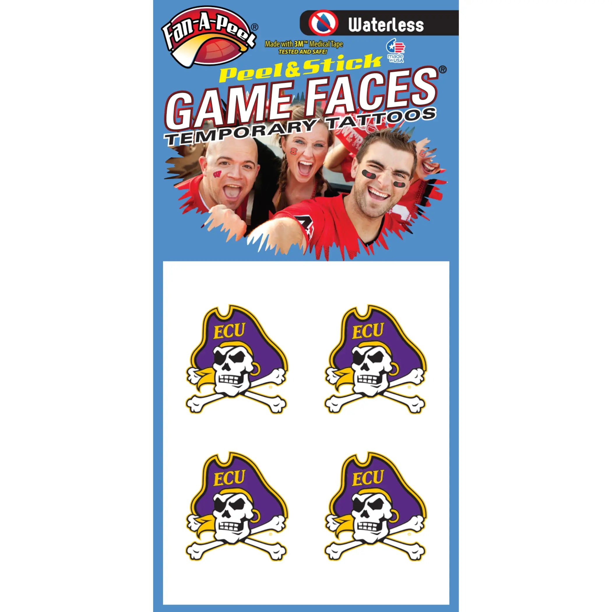 Waterless Peel & Stick Temporary Tattoos Fan-A-Peel / Gamesfaces Innovative Adhesives, LLC