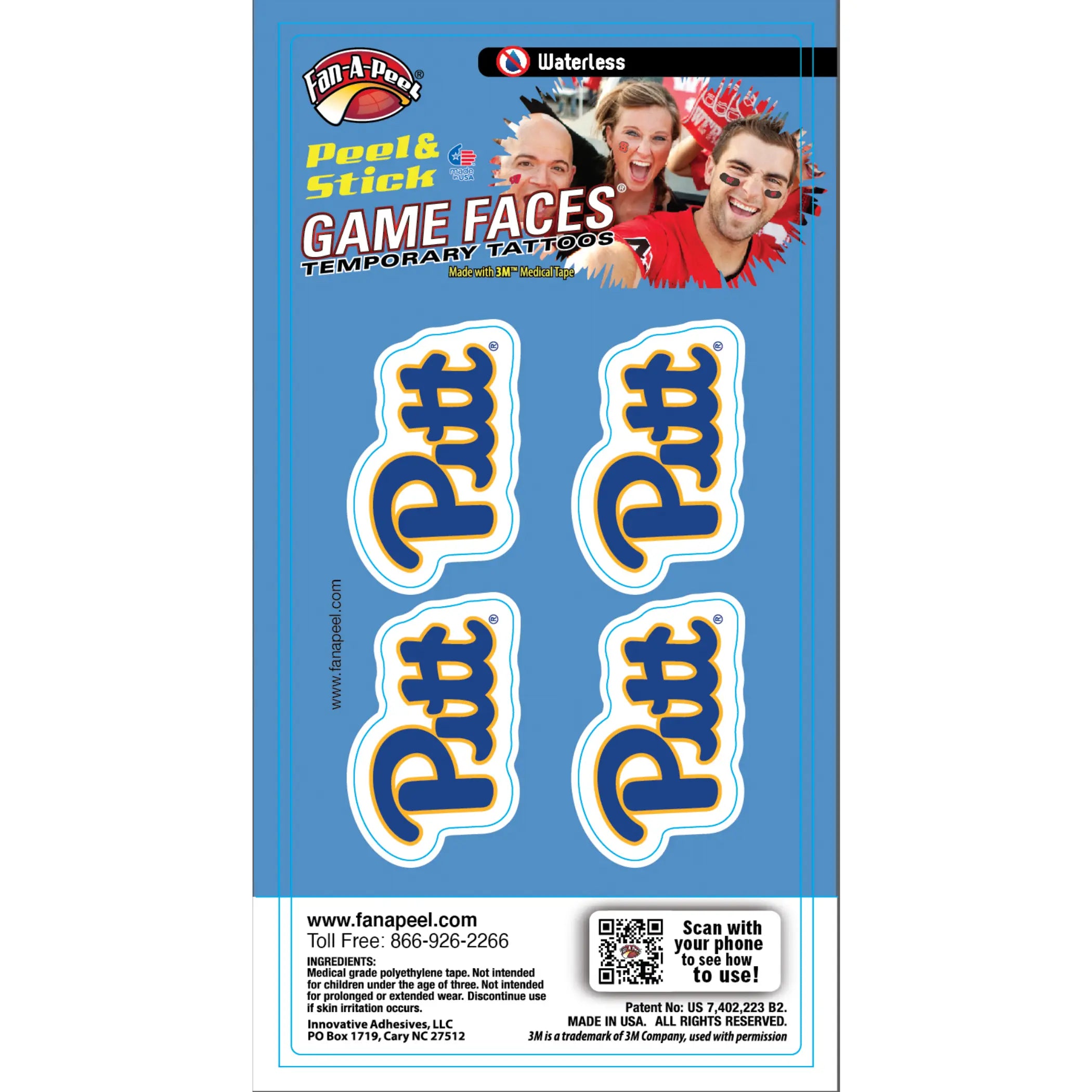Waterless Peel & Stick Temporary Tattoos Fan-A-Peel / Gamesfaces Innovative Adhesives, LLC