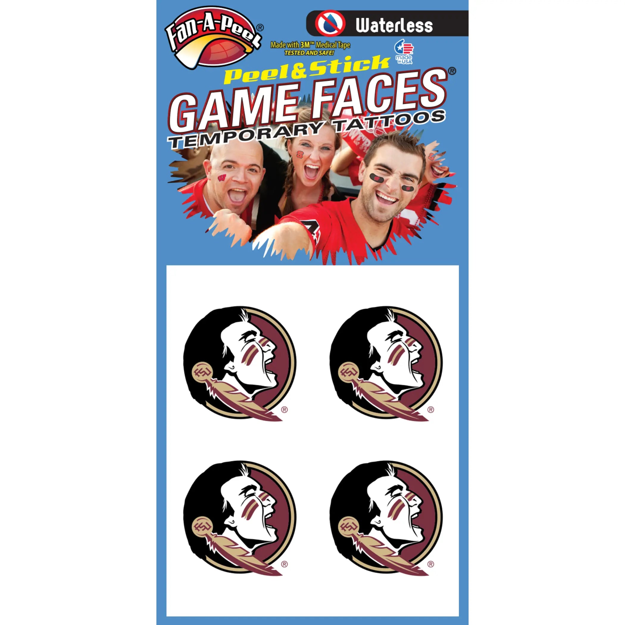 Waterless Peel & Stick Temporary Tattoos Fan-A-Peel / Gamesfaces Innovative Adhesives, LLC