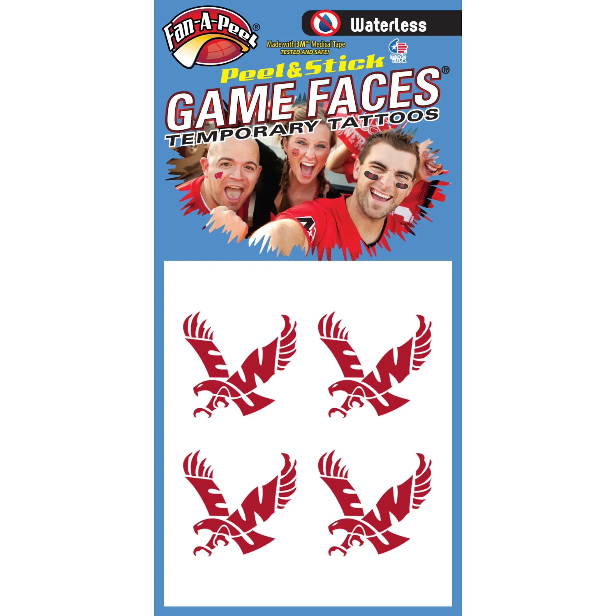 Waterless Peel & Stick Temporary Tattoos Fan-A-Peel / Gamesfaces Innovative Adhesives, LLC