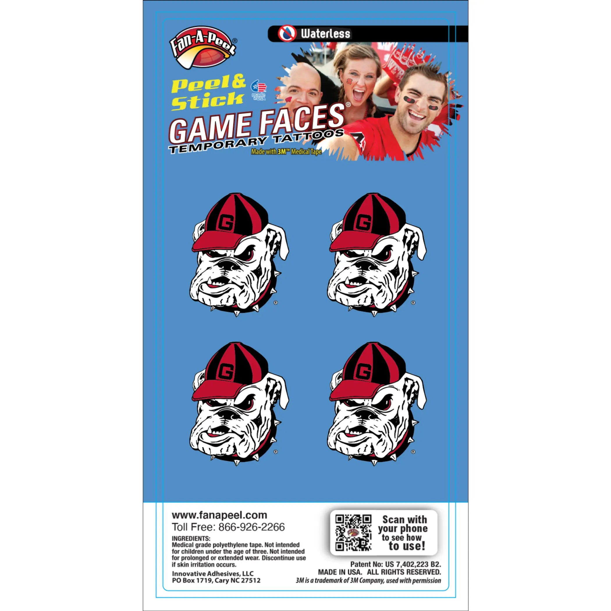 Waterless Peel & Stick Temporary Tattoos Fan-A-Peel / Gamesfaces Innovative Adhesives, LLC