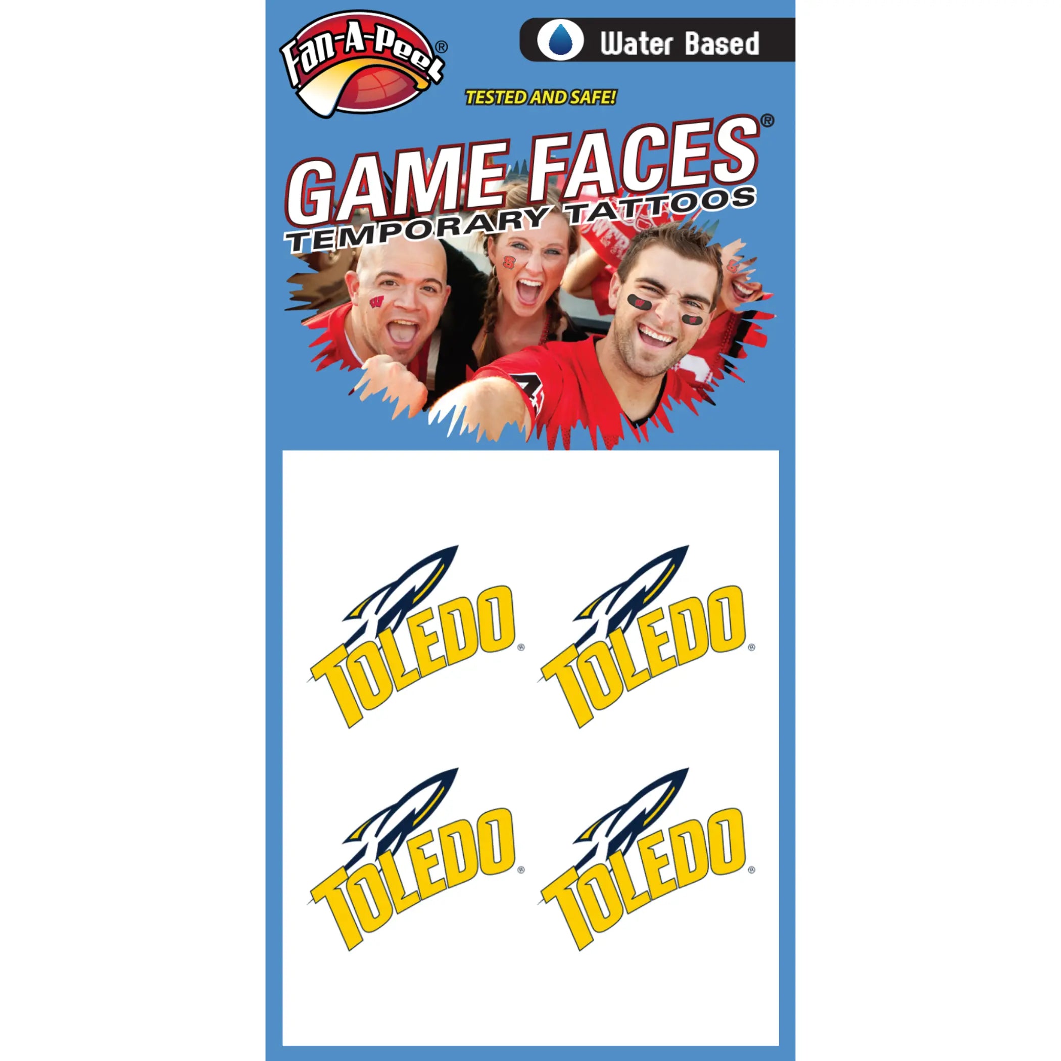 Waterless Peel & Stick Temporary Tattoos Fan-A-Peel / Gamesfaces Innovative Adhesives, LLC