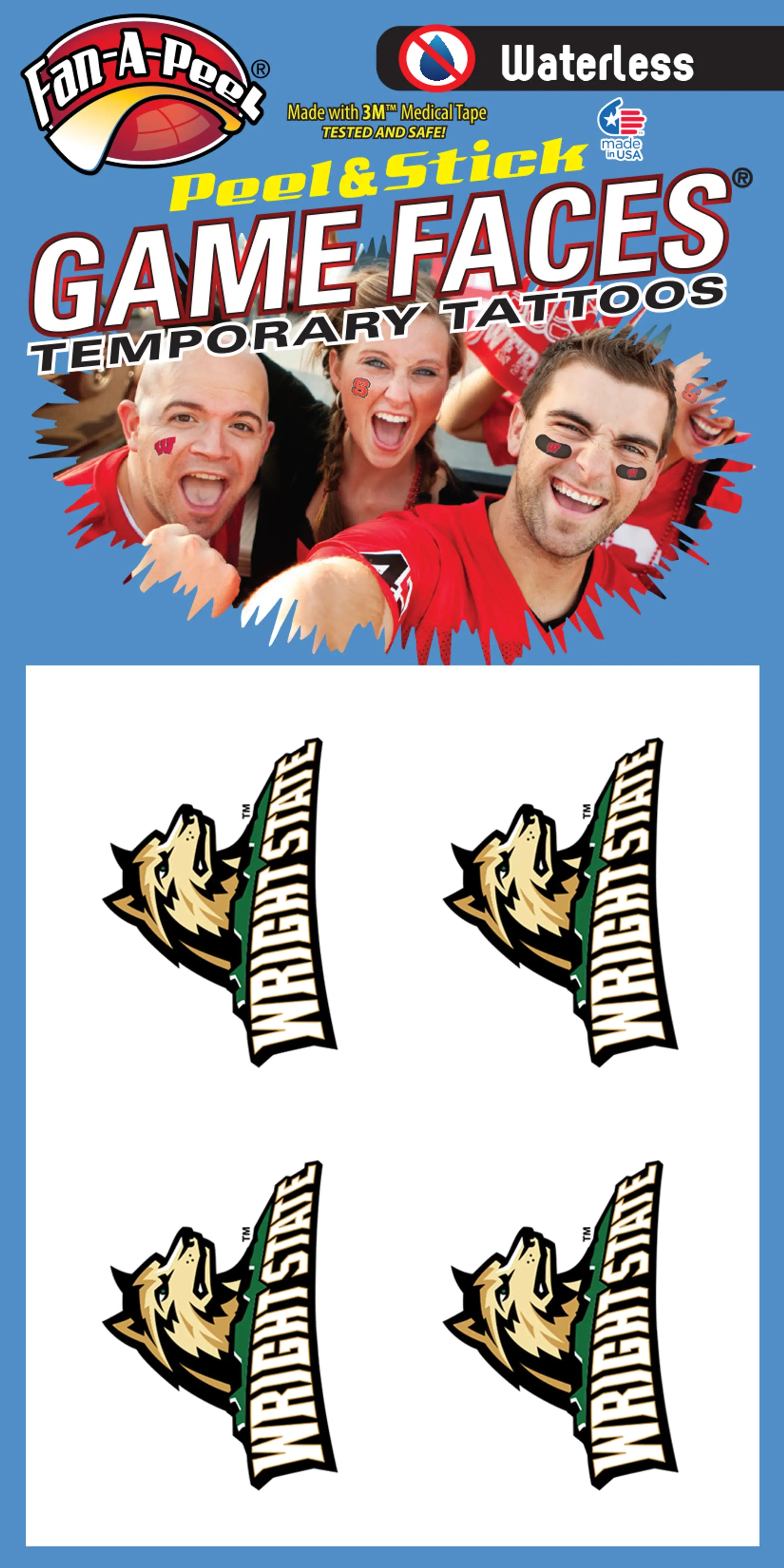 Waterless Peel & Stick Temporary Tattoos Fan-A-Peel / Gamesfaces Innovative Adhesives, LLC