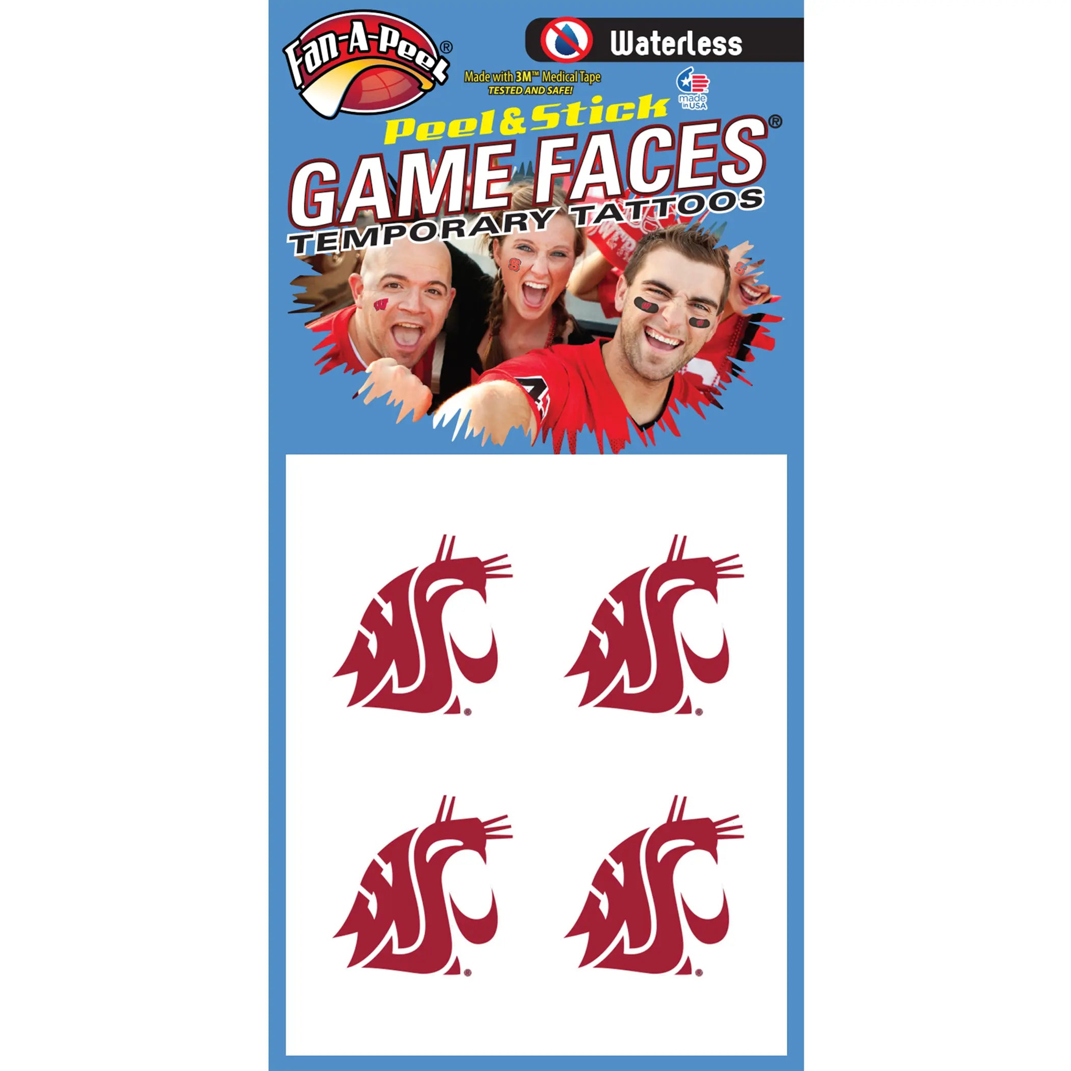 Waterless Peel & Stick Temporary Tattoos Fan-A-Peel / Gamesfaces Innovative Adhesives, LLC