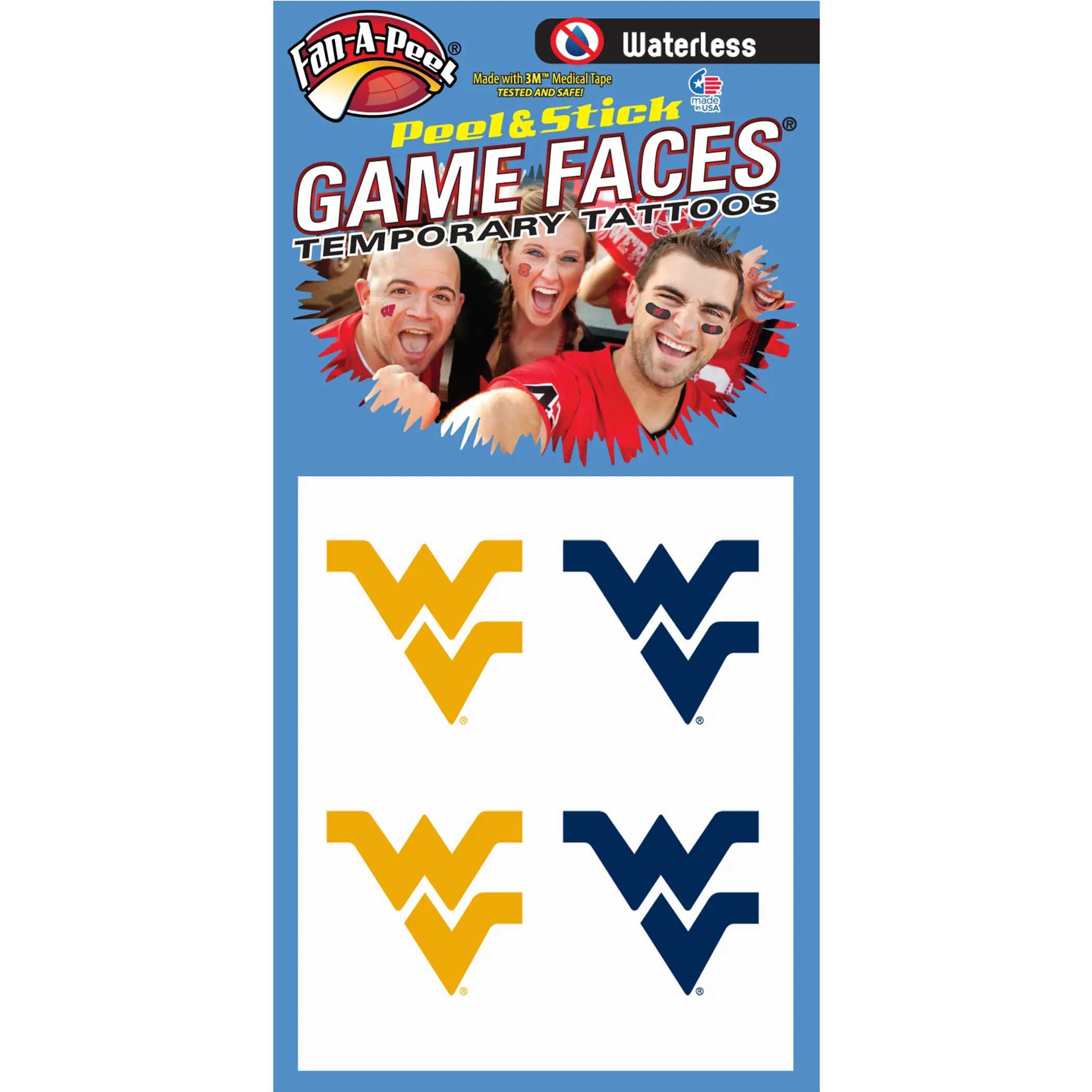 Waterless Peel & Stick Temporary Tattoos Fan-A-Peel / Gamesfaces Innovative Adhesives, LLC