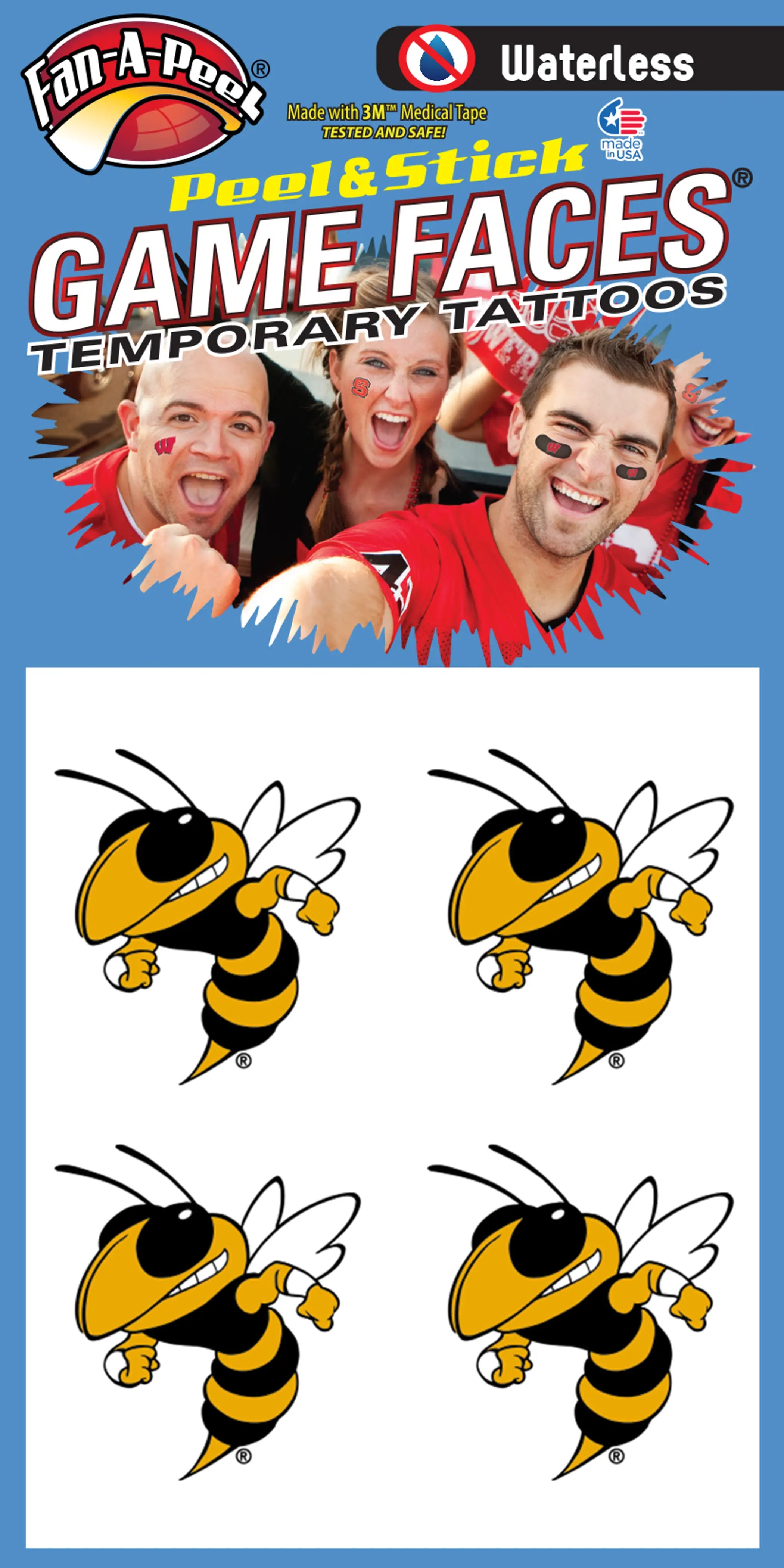 Waterless Peel & Stick Temporary Tattoos Fan-A-Peel / Gamesfaces Innovative Adhesives, LLC
