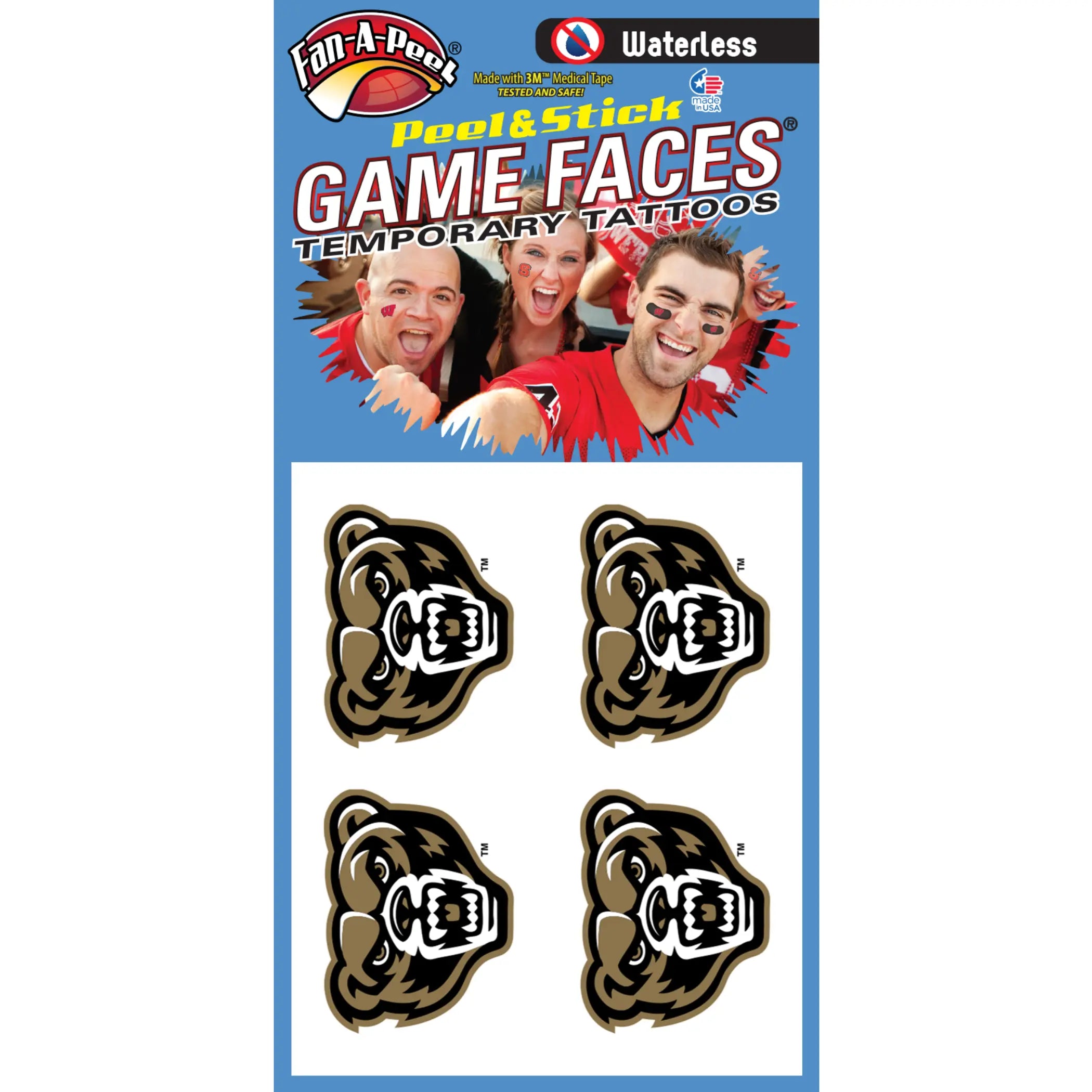 Waterless Peel & Stick Temporary Tattoos Fan-A-Peel / Gamesfaces Innovative Adhesives, LLC