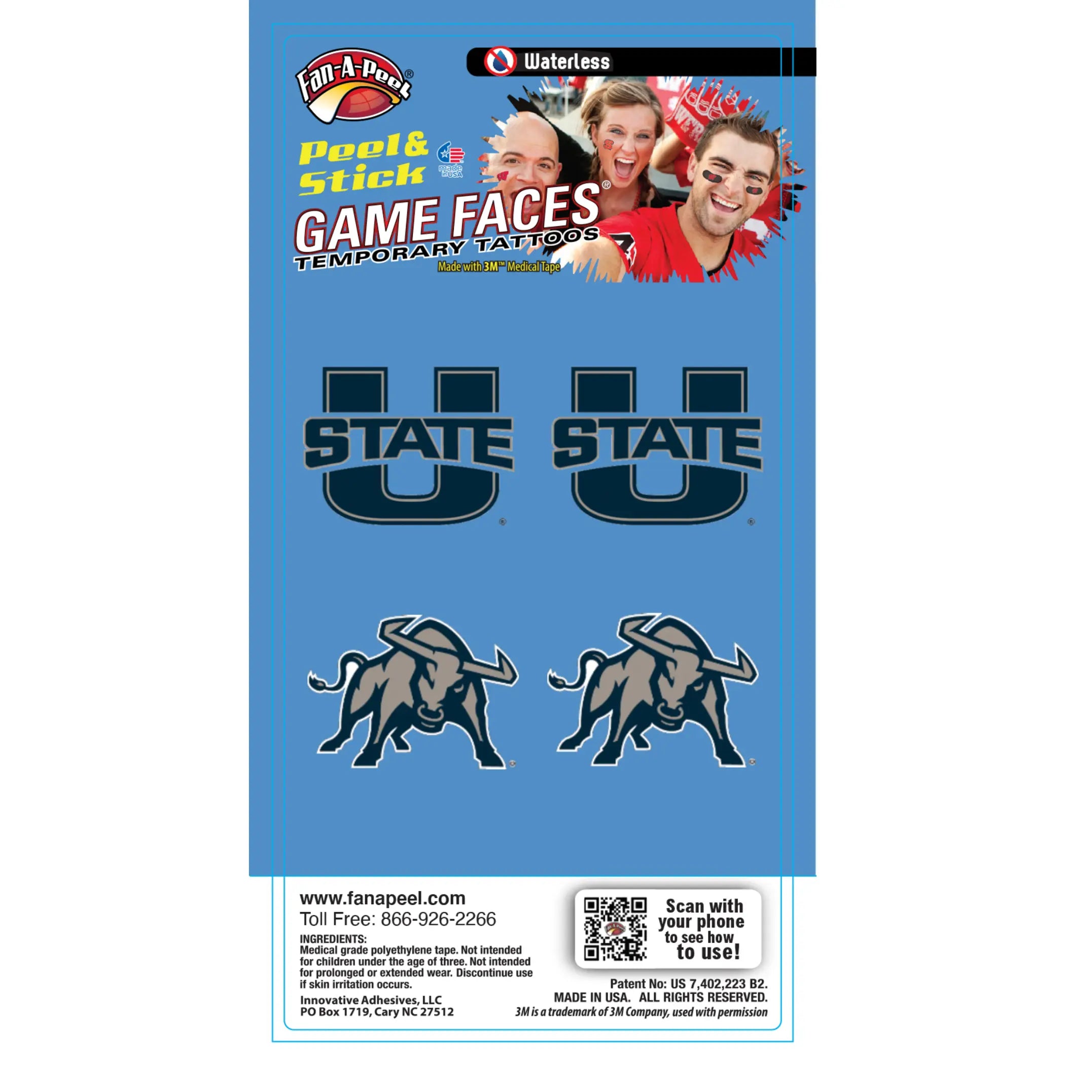 Waterless Peel & Stick Temporary Tattoos Fan-A-Peel / Gamesfaces Innovative Adhesives, LLC