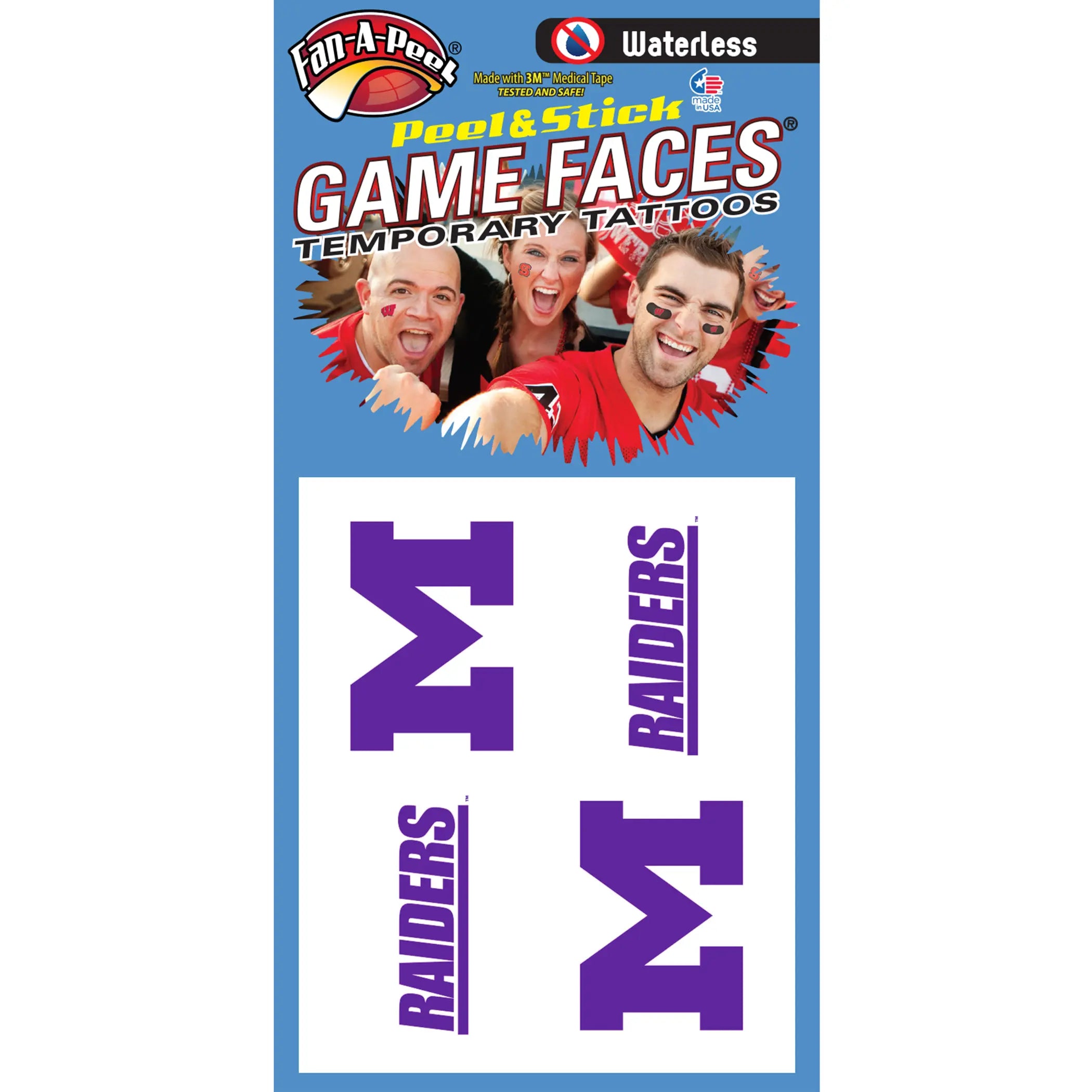 Waterless Peel & Stick Temporary Tattoos Fan-A-Peel / Gamesfaces Innovative Adhesives, LLC