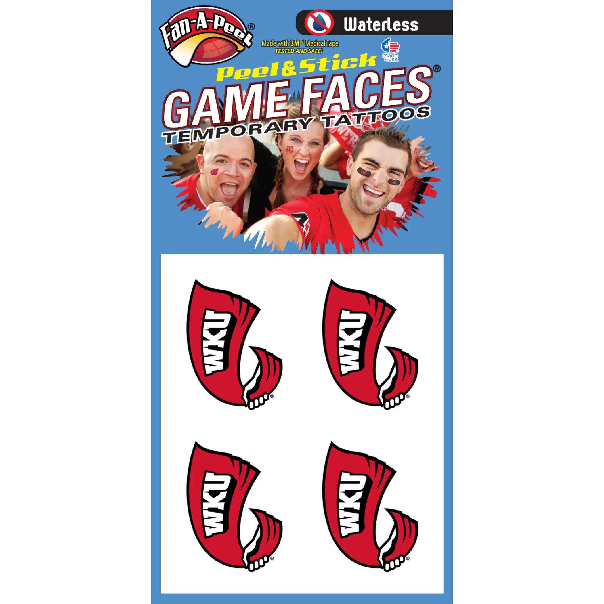 Waterless Peel & Stick Temporary Tattoos Fan-A-Peel / Gamesfaces Innovative Adhesives, LLC