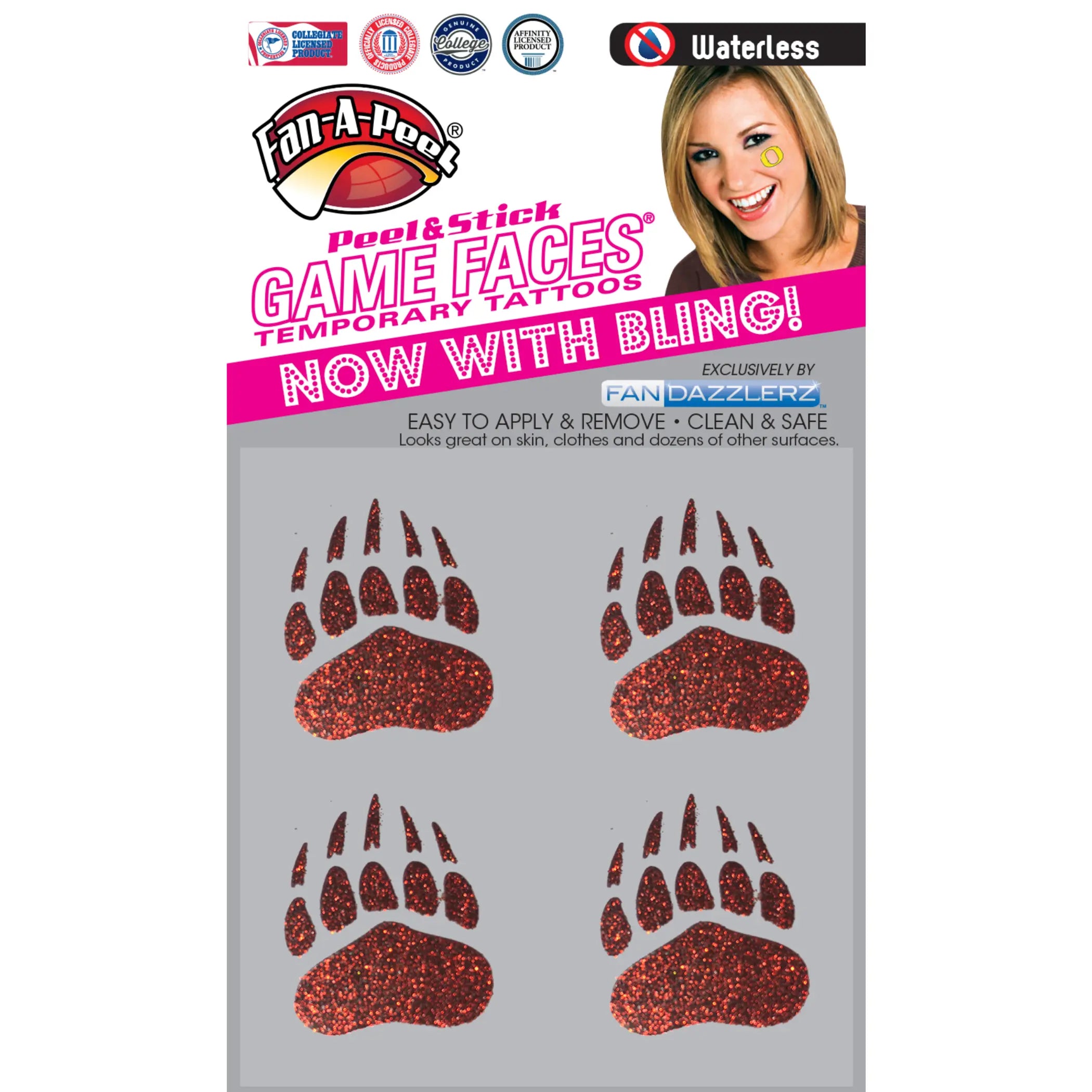 Waterless Peel & Stick Temporary Tattoos Fan-A-Peel / Gamesfaces Innovative Adhesives, LLC