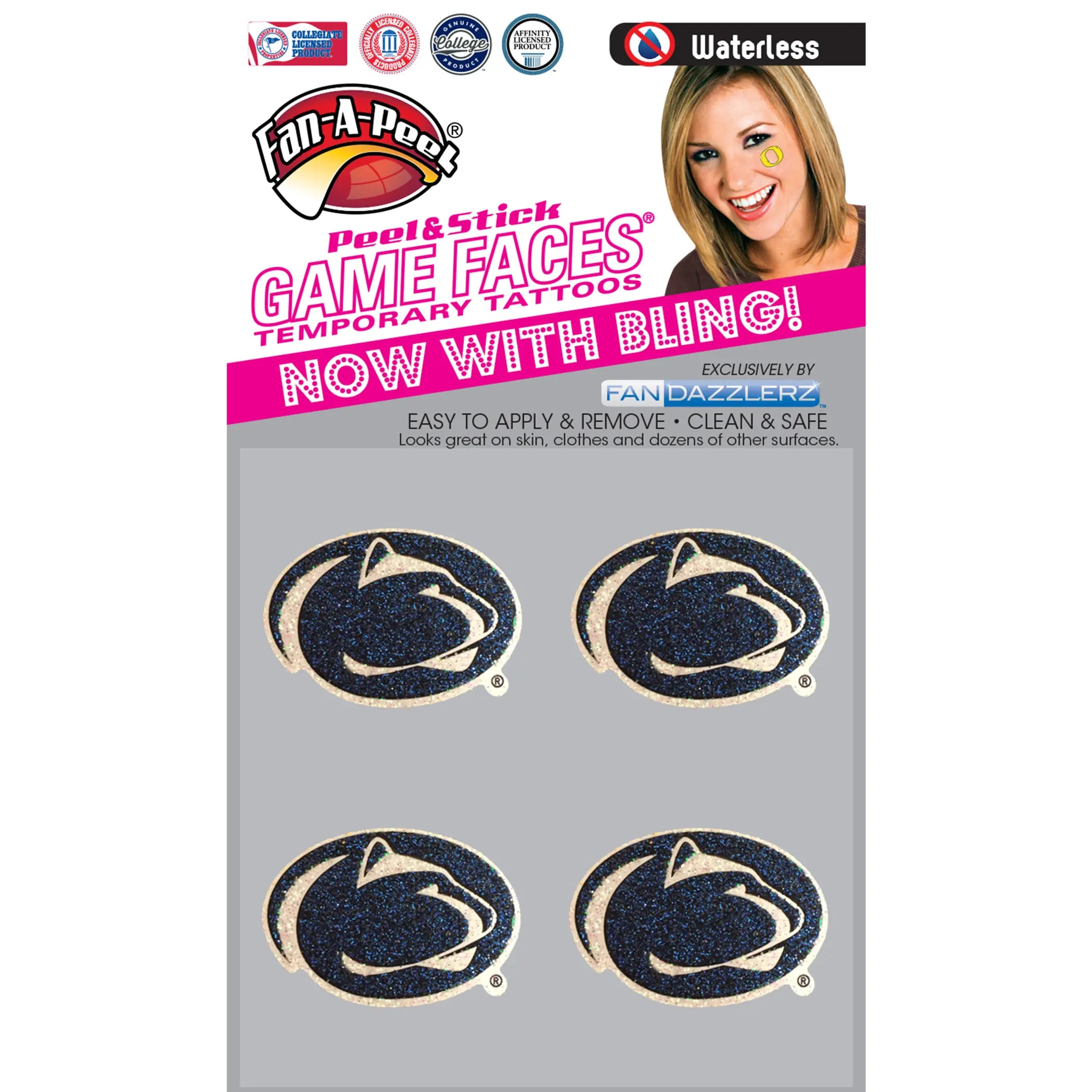 Waterless Peel & Stick Temporary Tattoos Fan-A-Peel / Gamesfaces Innovative Adhesives, LLC