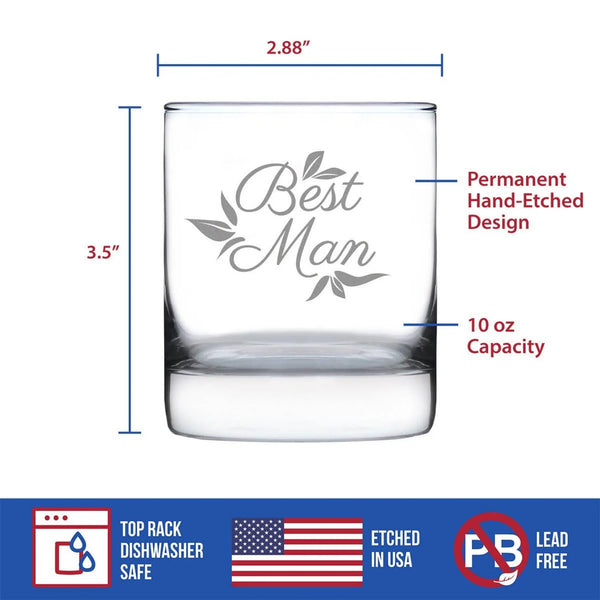 Wedding Best Man Whiskey Rocks Glass - Bridal Party Gifts Bevvee