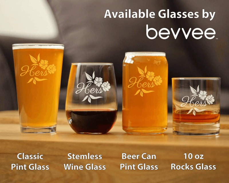 Wedding Floral Hers Whiskey Rocks Glass - Bridal Party Gifts Bevvee