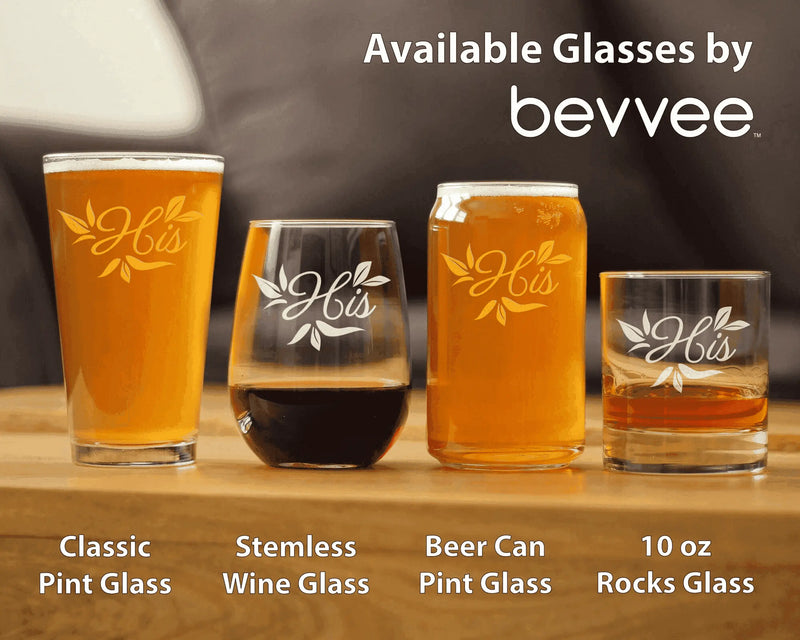 Wedding Floral His Beer Can Pint Glass - Bridal Party Gifts Bevvee