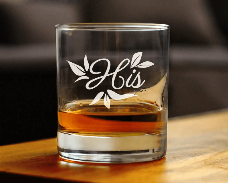 Wedding Floral His Whiskey Rocks Glass - Bridal Party Gifts Bevvee