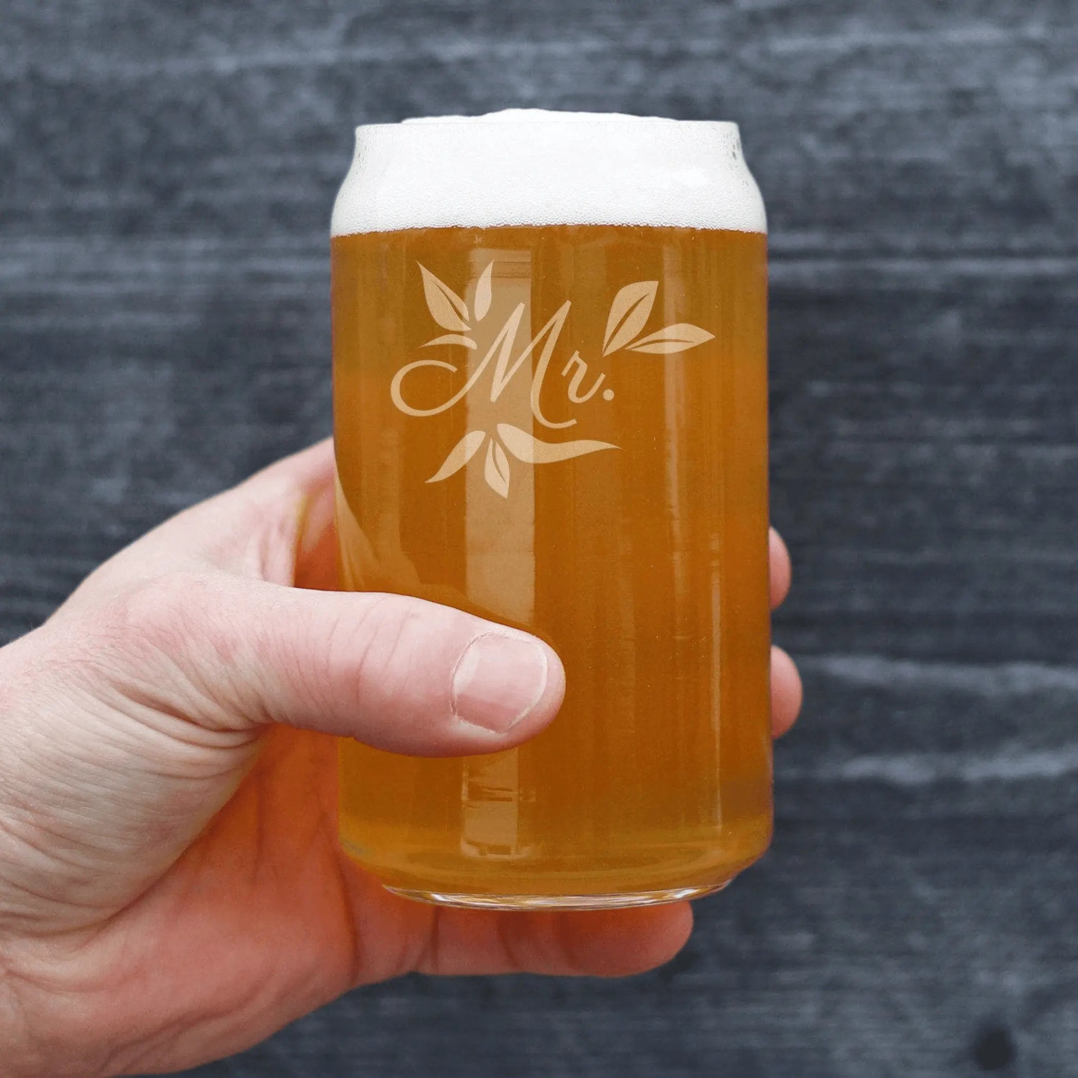 Wedding Floral Mr Beer Can Pint Glass - Bridal Party Gifts Bevvee