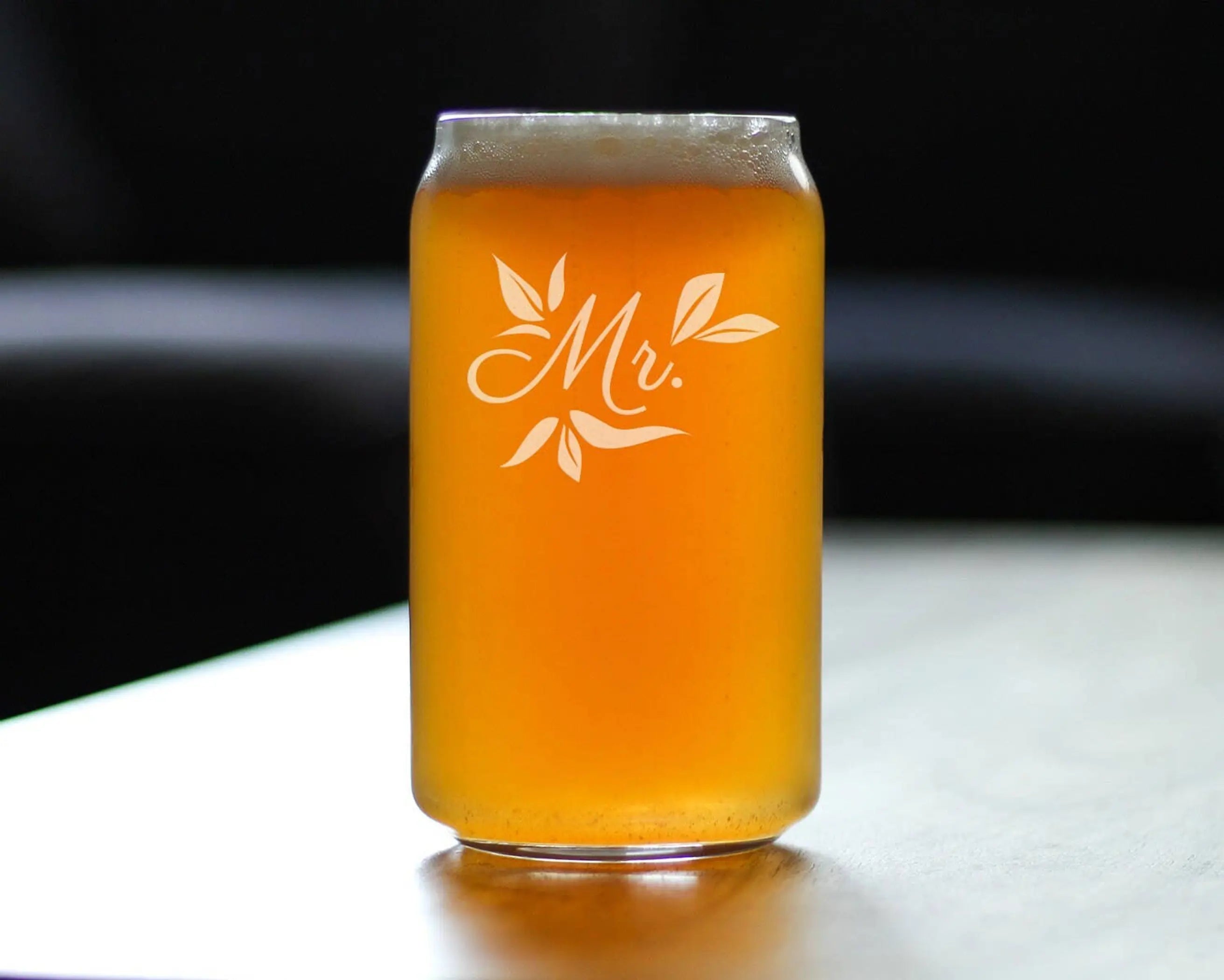 Wedding Floral Mr Beer Can Pint Glass - Bridal Party Gifts Bevvee