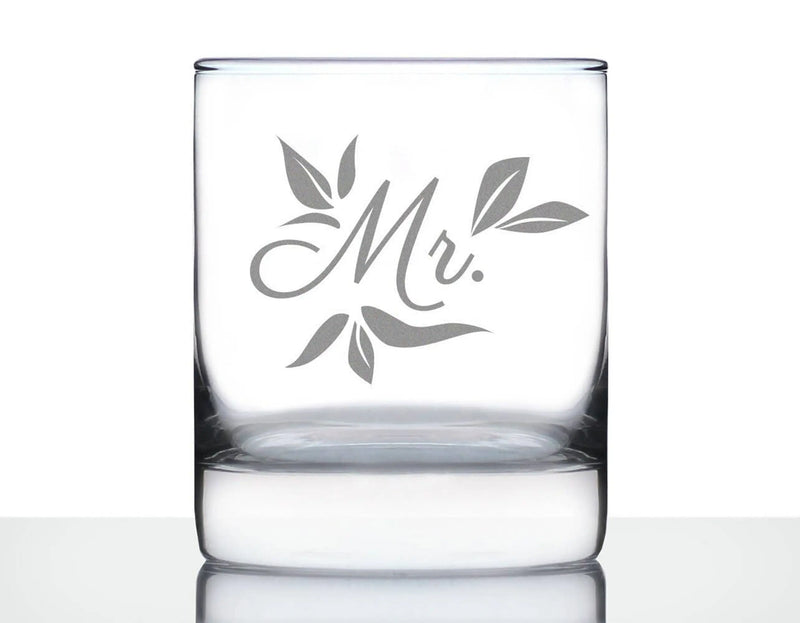 Wedding Floral Mr Whiskey Rocks Glass - Bridal Party Gifts Bevvee
