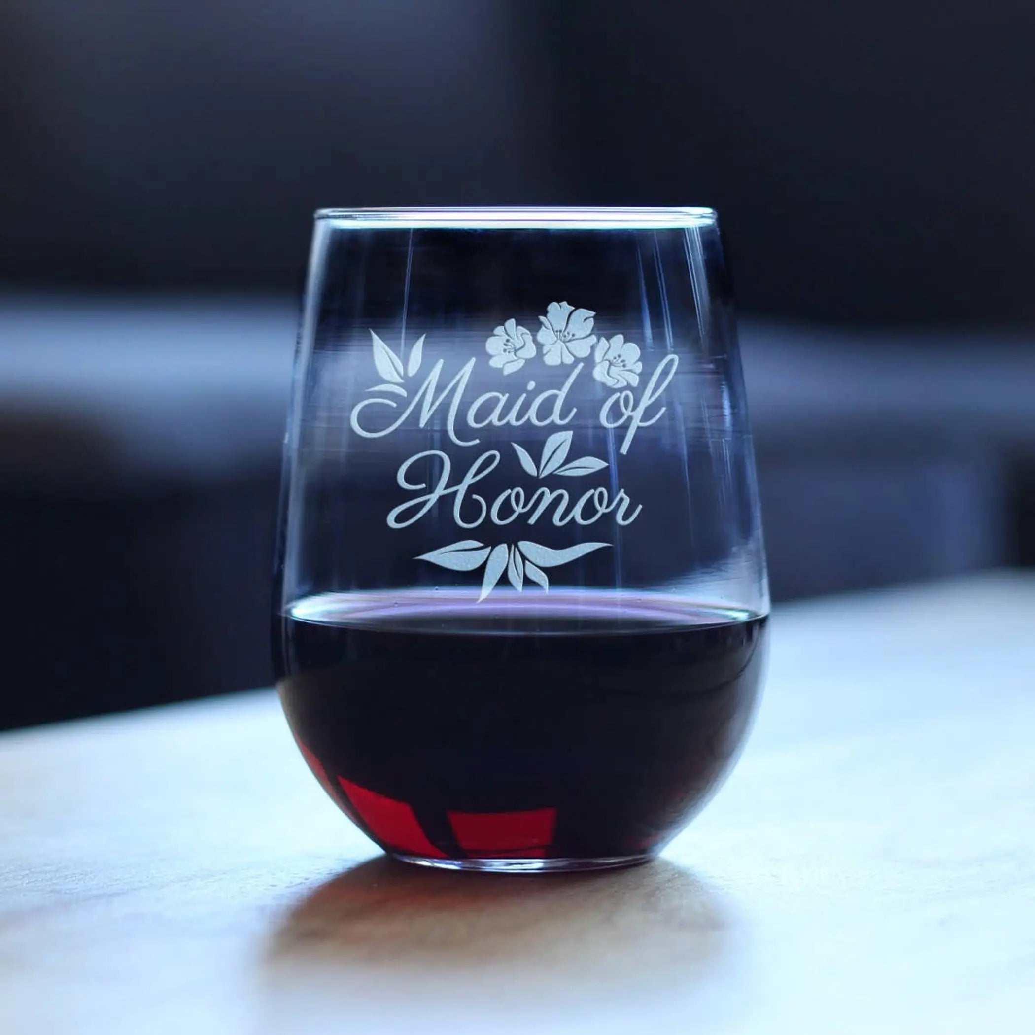 Wedding Maid of Honor Stemless Wine Glass Bridal Party Gifts Bevvee