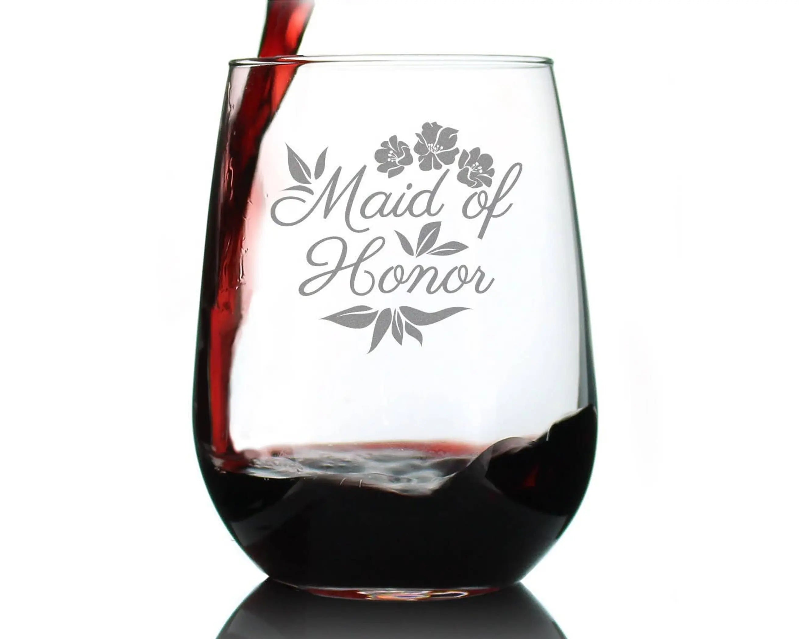 Wedding Maid of Honor Stemless Wine Glass Bridal Party Gifts Bevvee