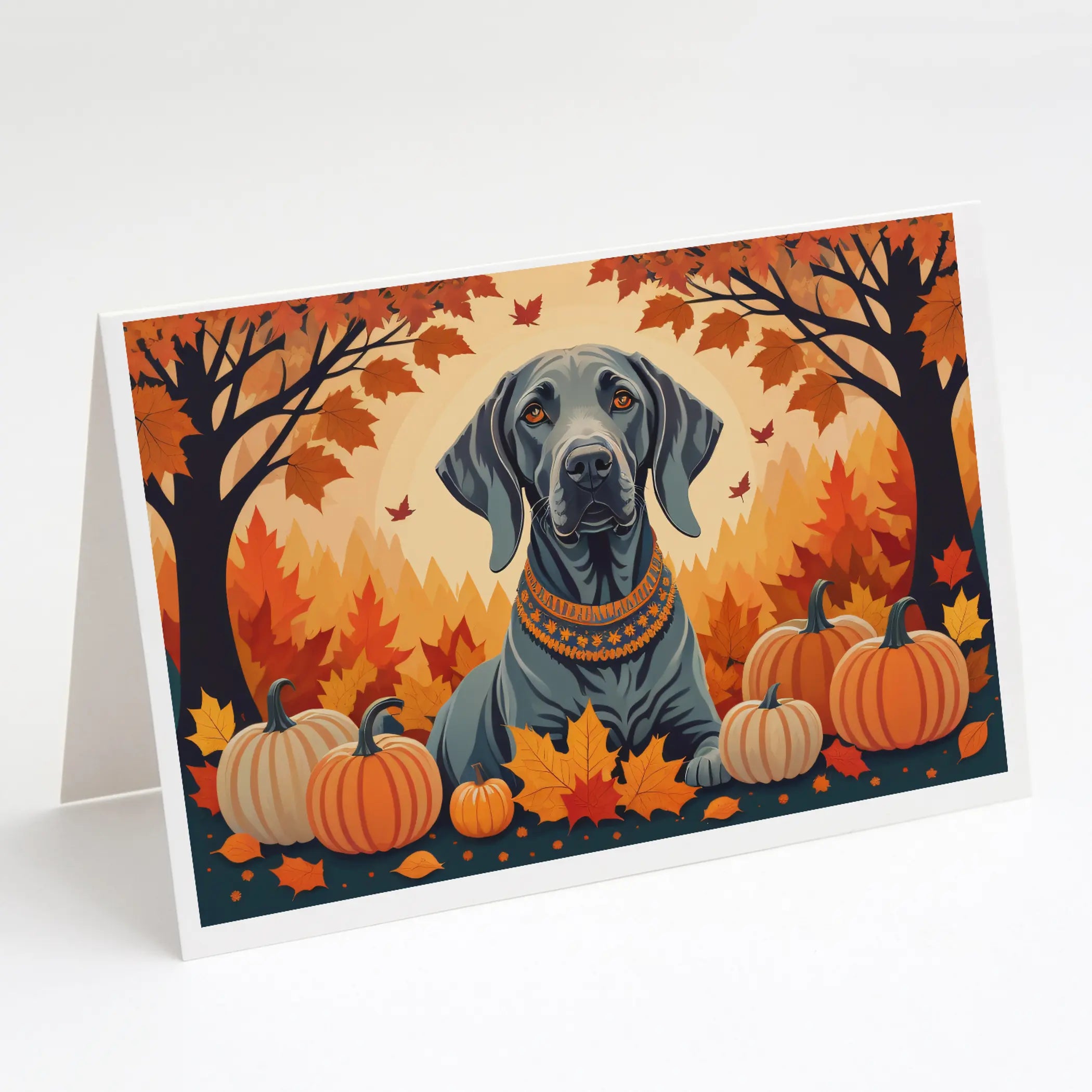 Weimaraner Fall Greeting Cards Pack of 8 Caroline's Treasures