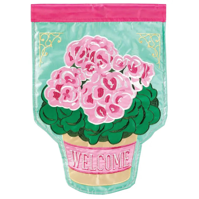 Welcome Potted Geraniums Poly Dicksons Inc