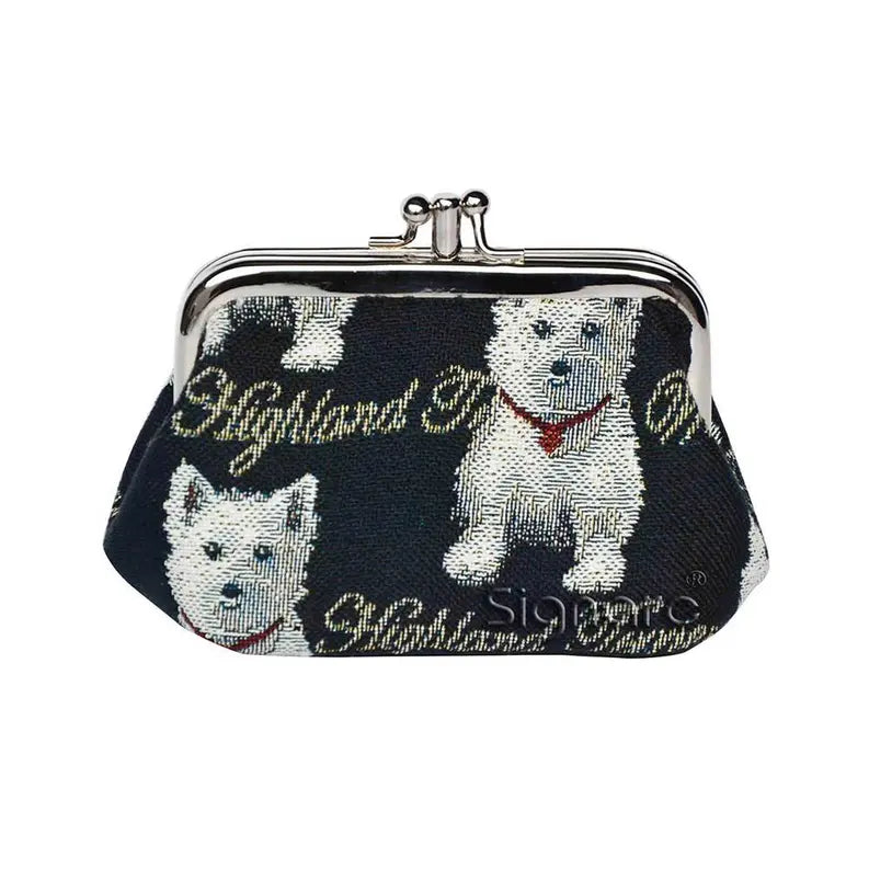 Westie Dog Coin Clasp Frame Purse Wallet Signare USA