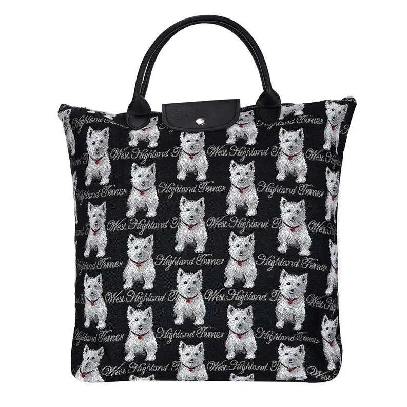 Westie Dog Foldaway Grocery Bag Signare USA