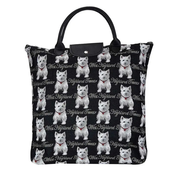 Westie Dog Foldaway Grocery Bag Signare USA