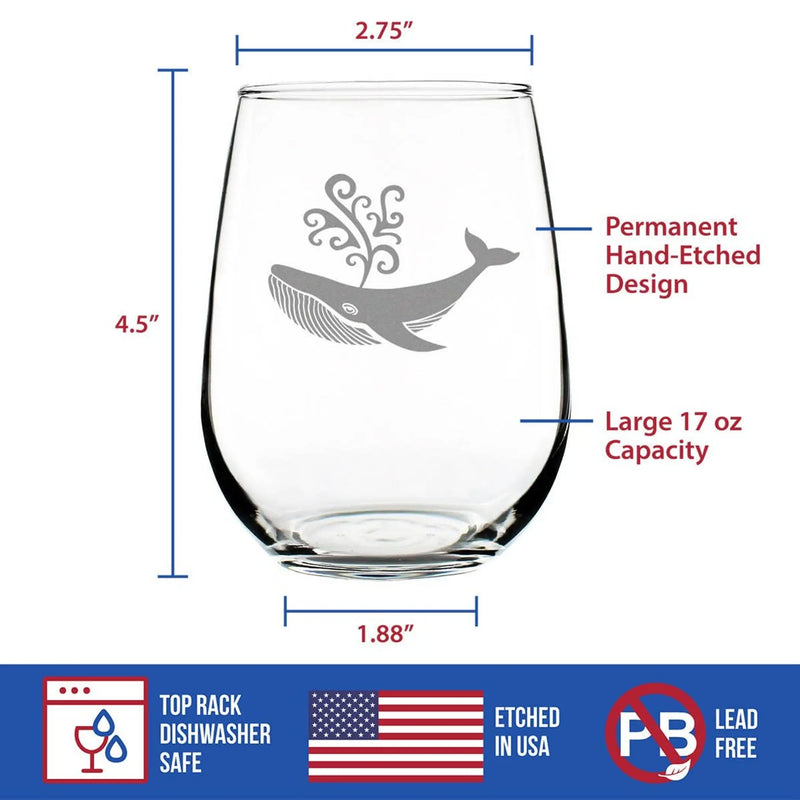 Whale Stemless Wine Glass - Ocean Beach Gifts and Decor Bevvee