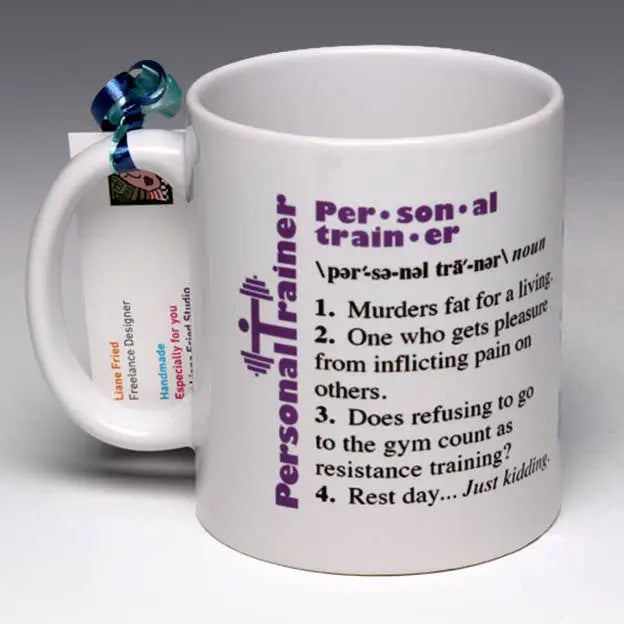 Whimsical Personal Trainer Mug LIANE FRIED STUDIO