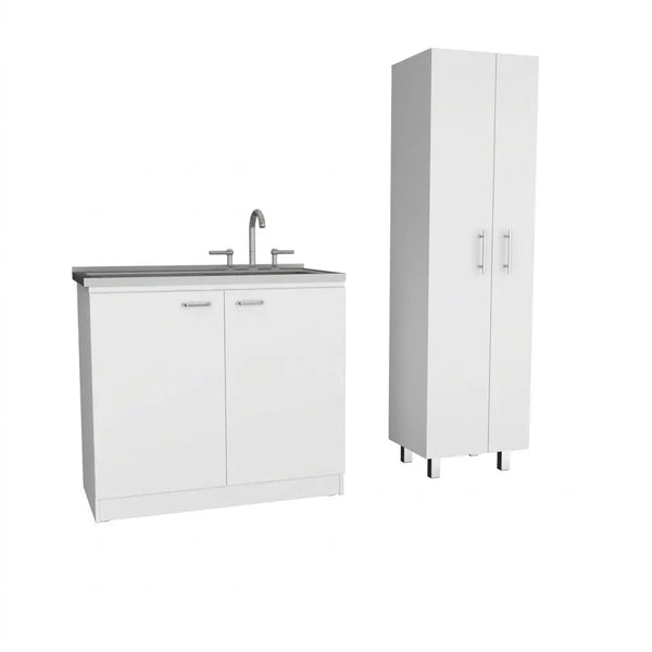 White 39" Kitchen Island Set Homeroots Kitchen & Dining