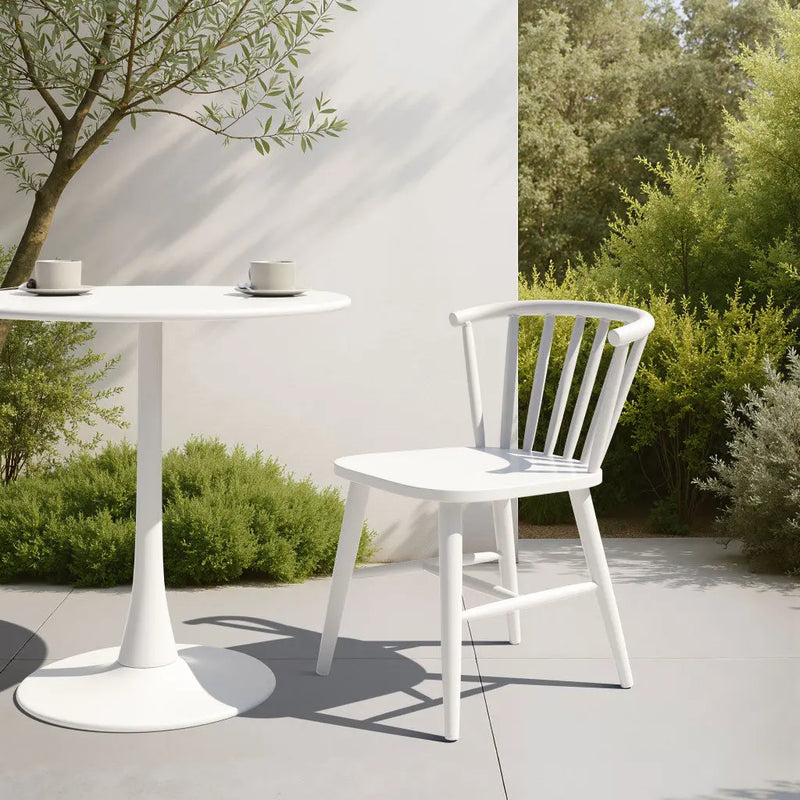White Aluminum Slat Back Dining Side Chair Homeroots